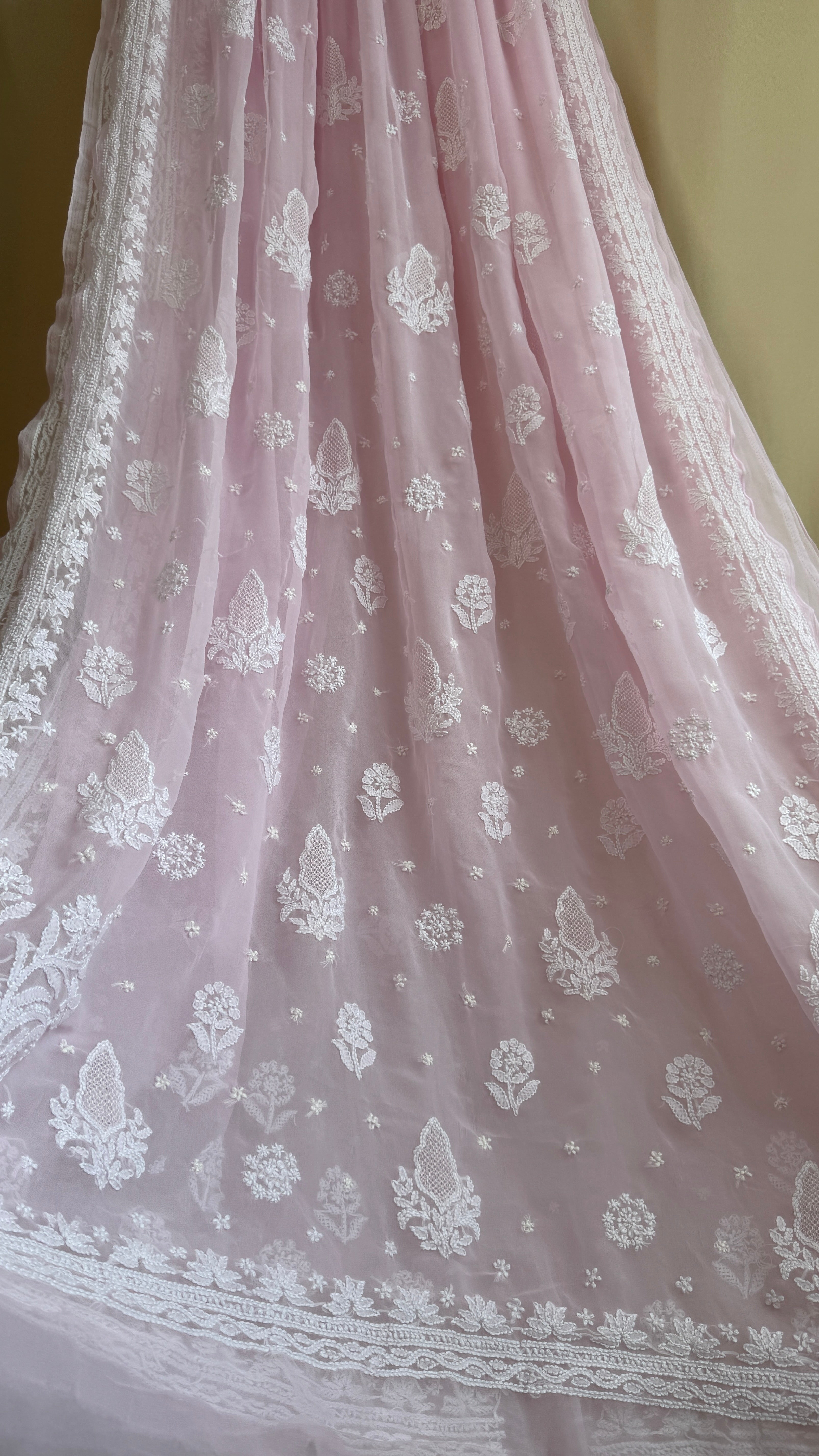 Georgette Chikankari saree in Pink