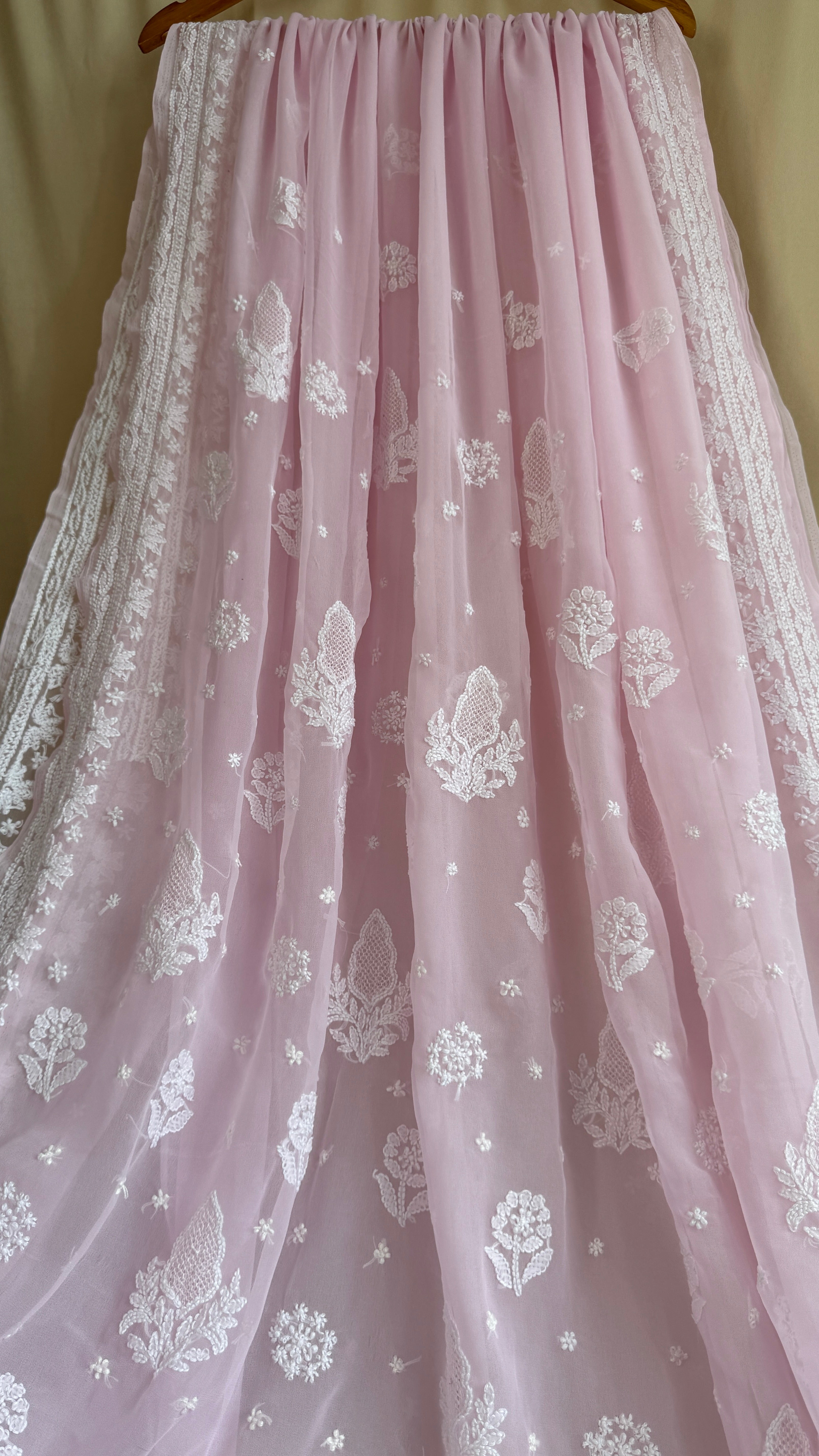 Georgette Chikankari saree in Pink