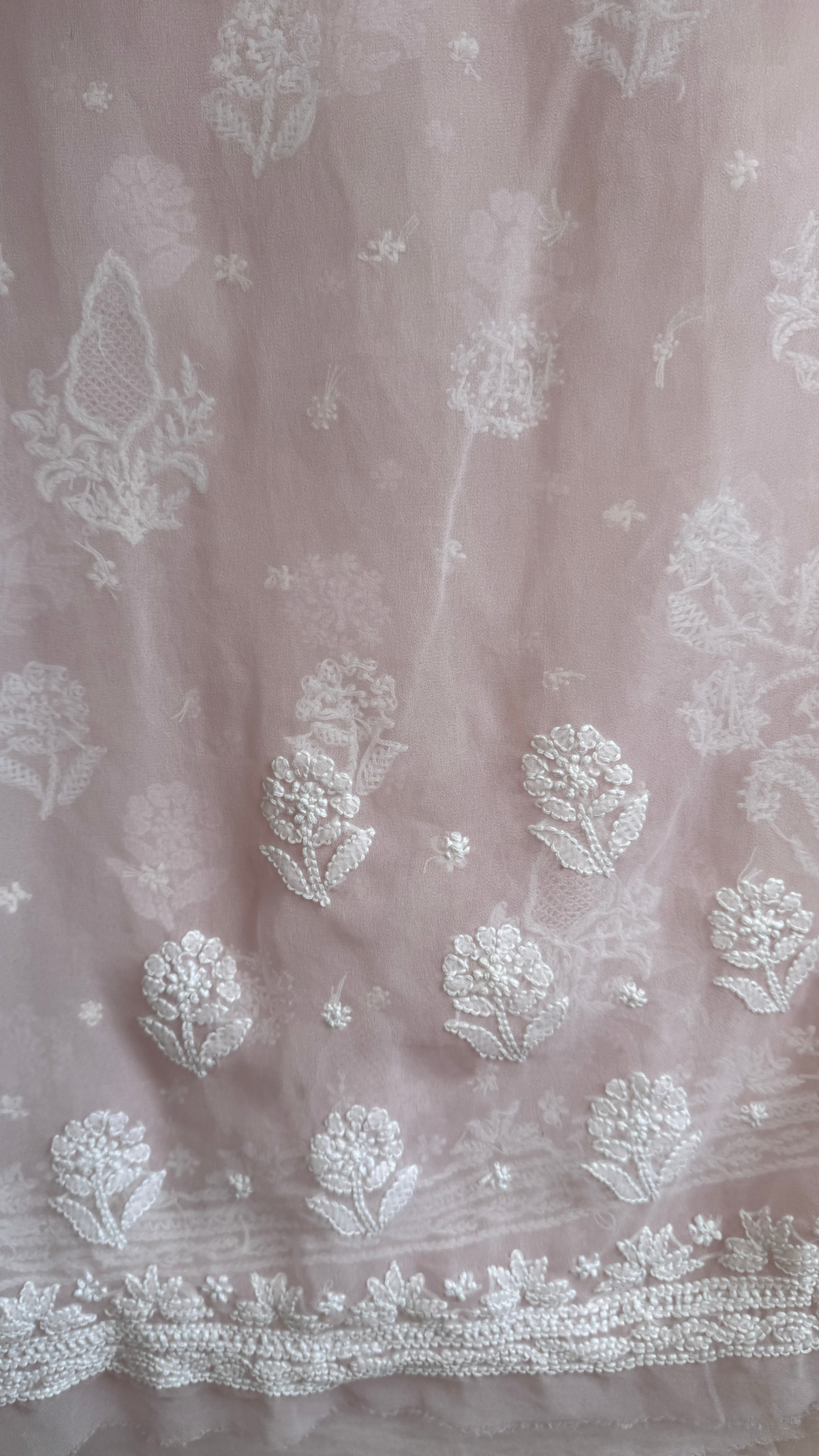 Georgette Chikankari saree in Pink