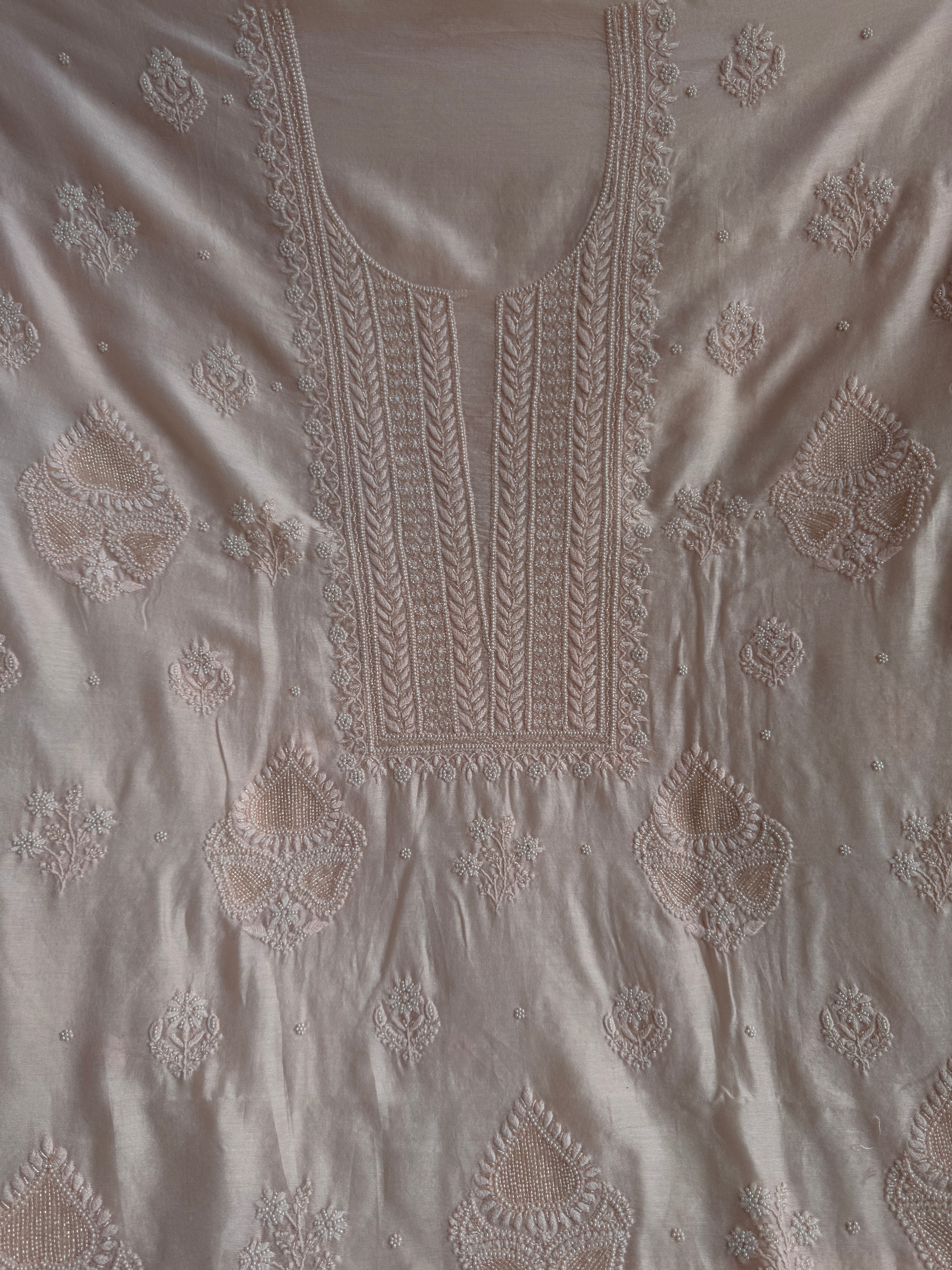 Chanderi Chikankari Length with Dupatta - Peach ARIAA CHIKANKARI