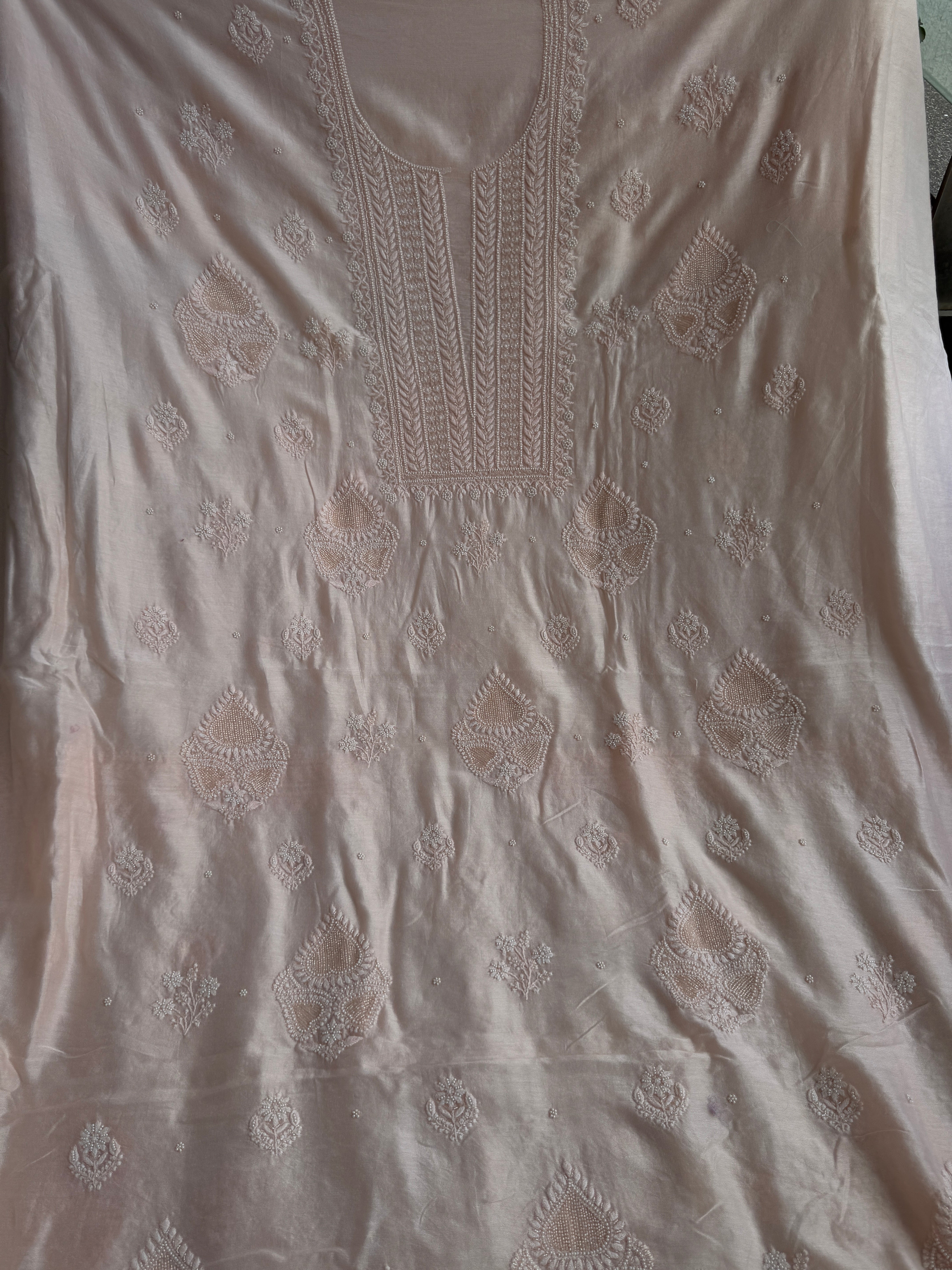 Chanderi Chikankari Length with Dupatta - Peach ARIAA CHIKANKARI