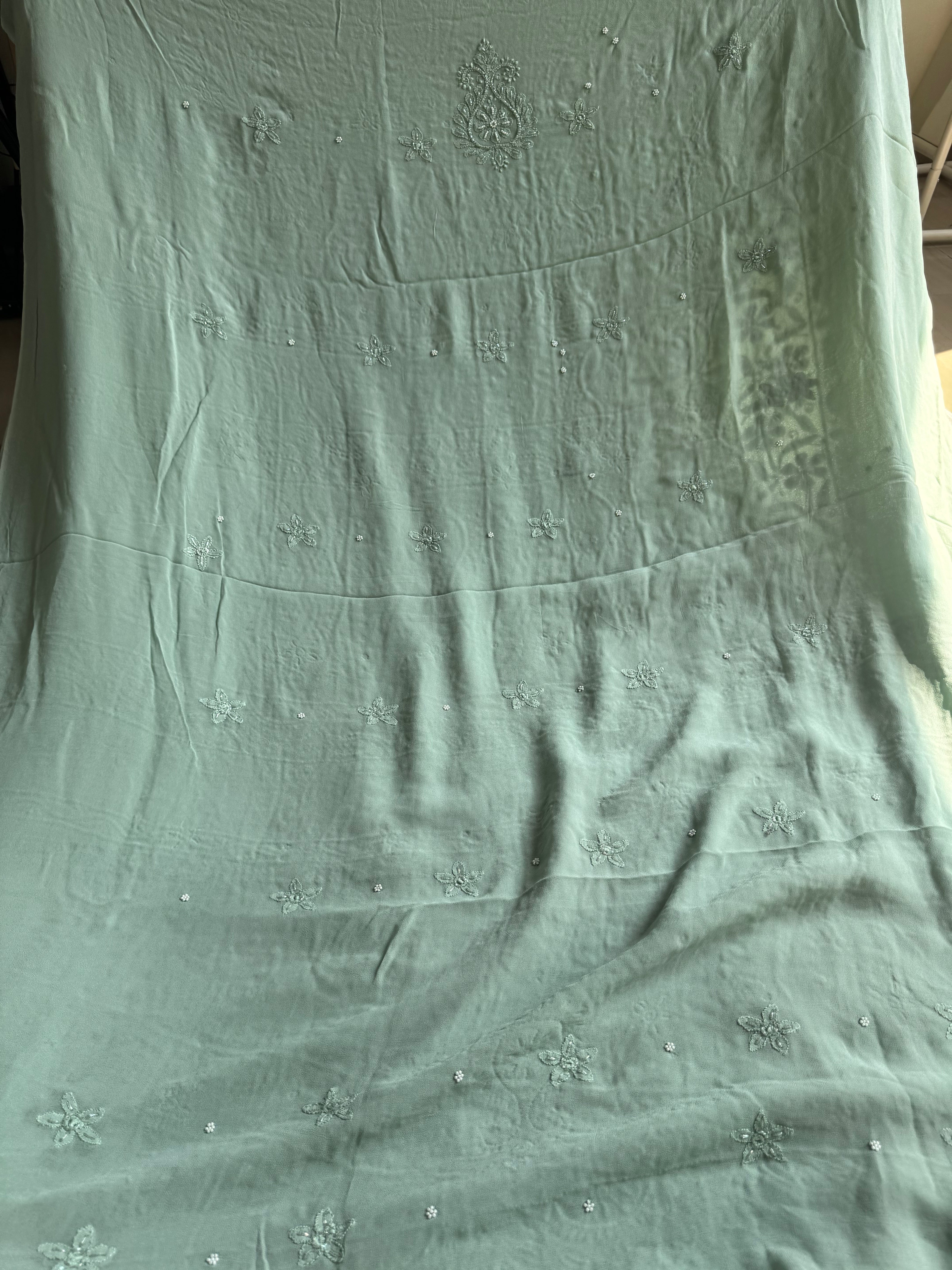 Viscose Length with Dupatta - Sage Green ARIAA CHIKANKARI