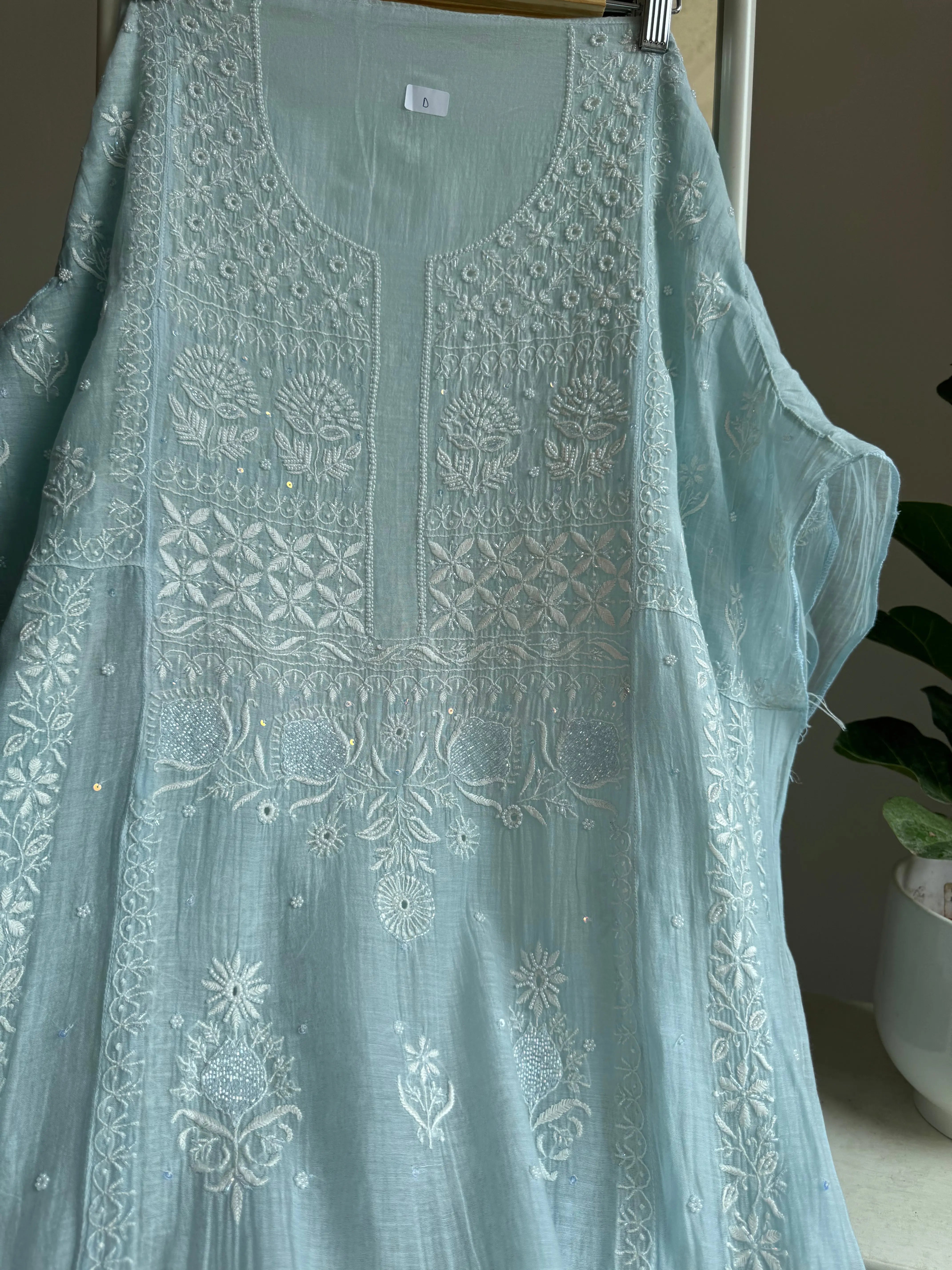 Mul Chanderi Anarkali - Baby Blue ARIAA CHIKANKARI