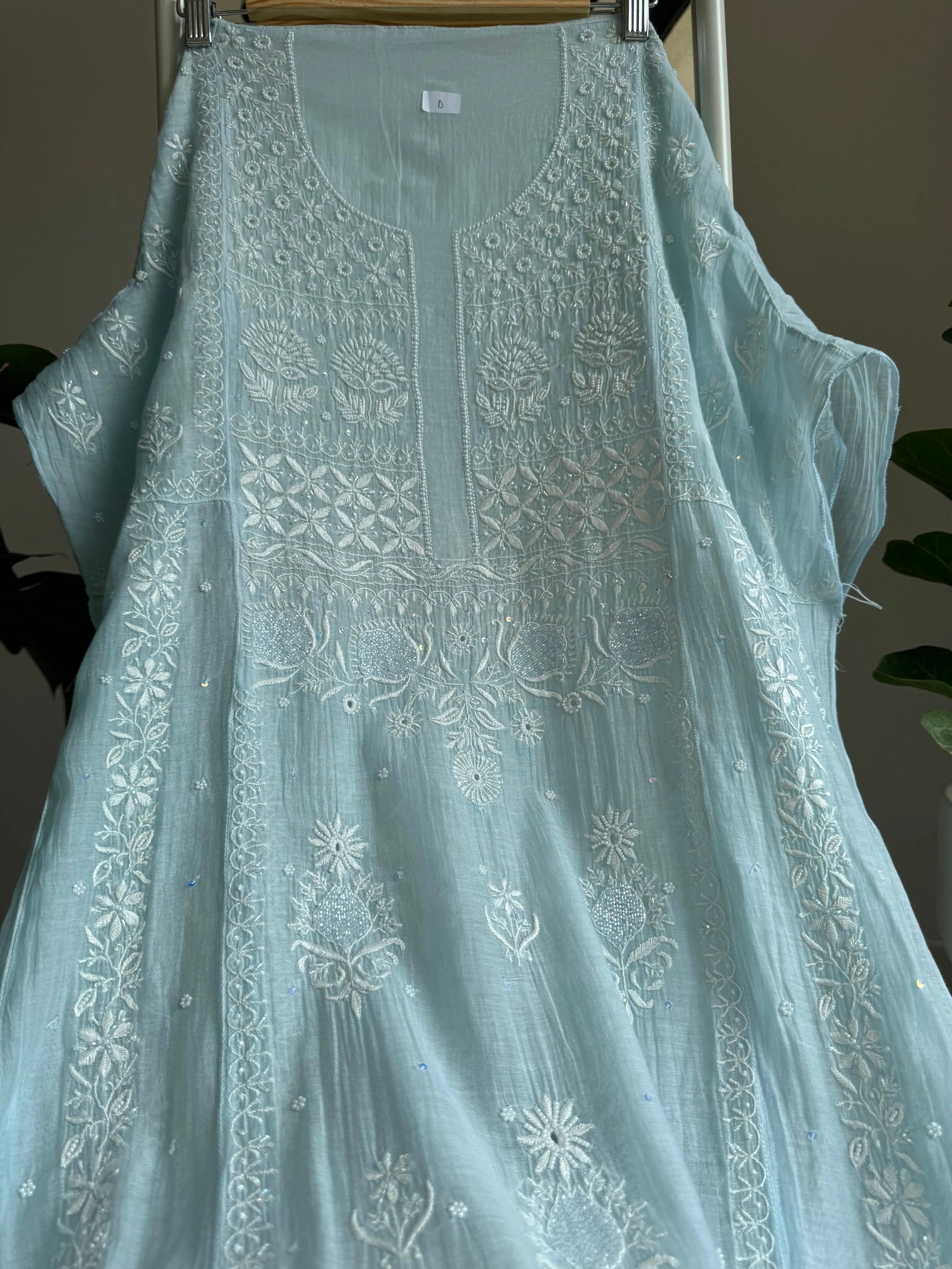 Mul Chanderi Anarkali - Baby Blue ARIAA CHIKANKARI