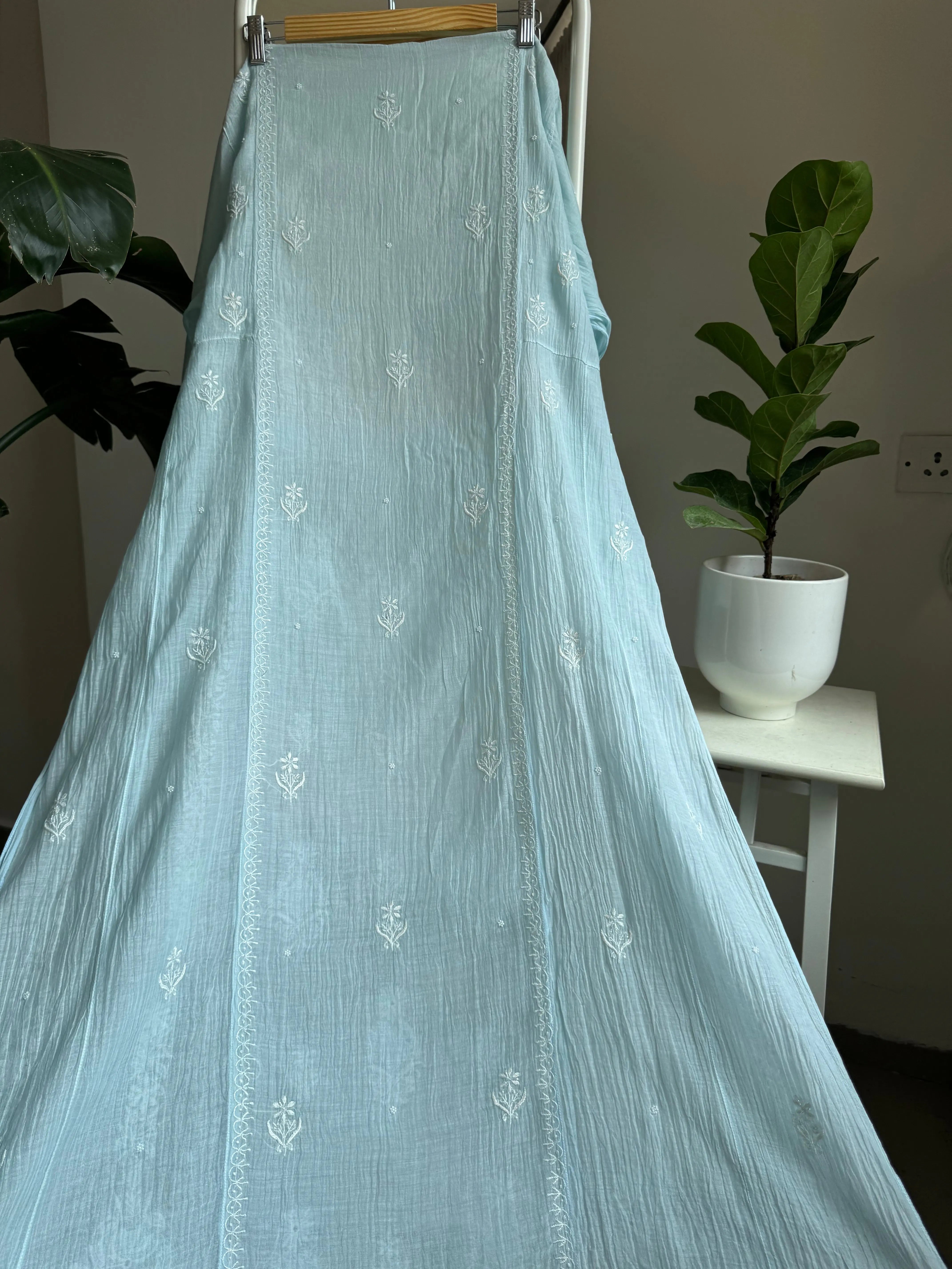 Mul Chanderi Anarkali - Baby Blue ARIAA CHIKANKARI