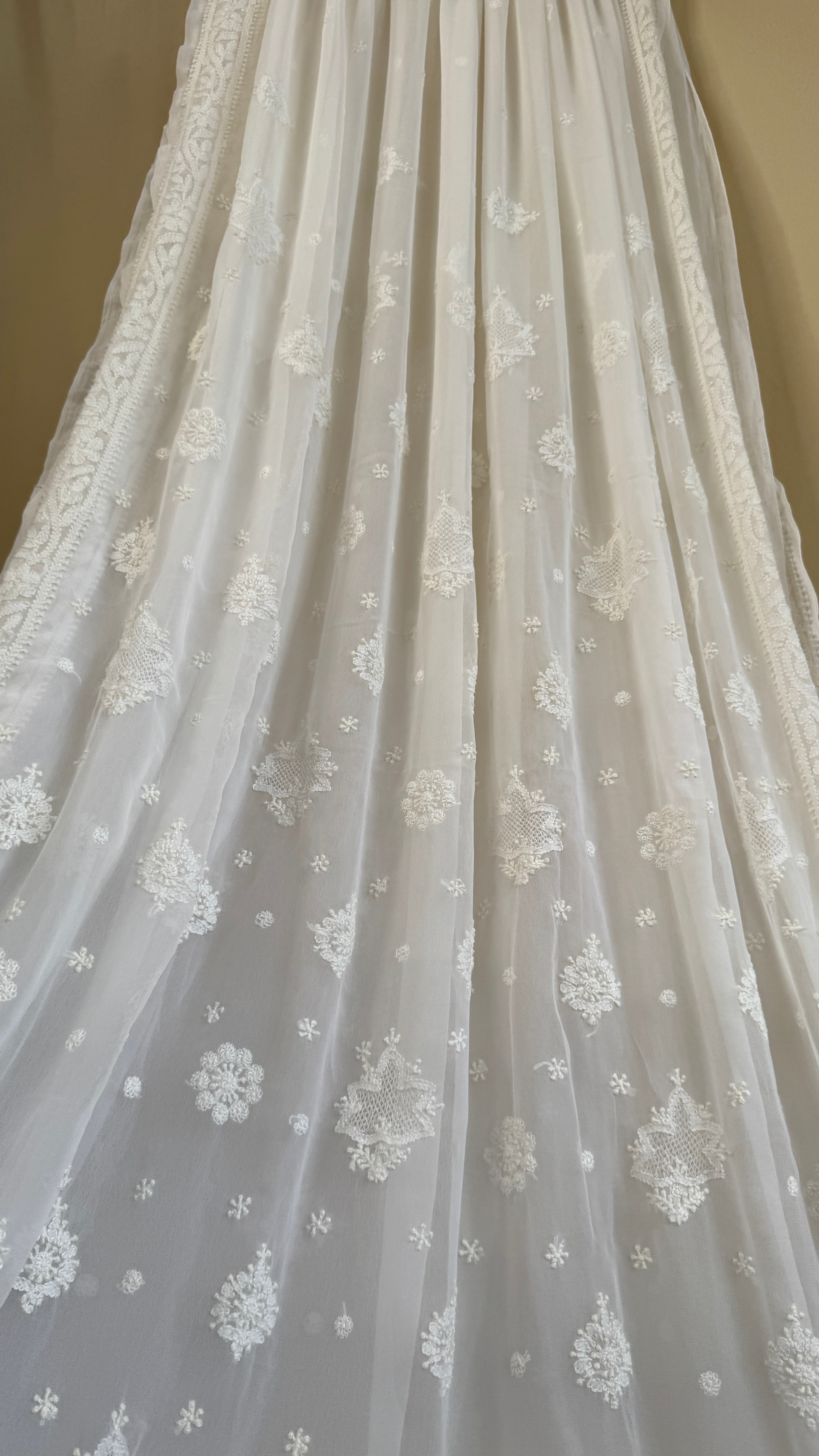 Georgette Chikankari saree in White