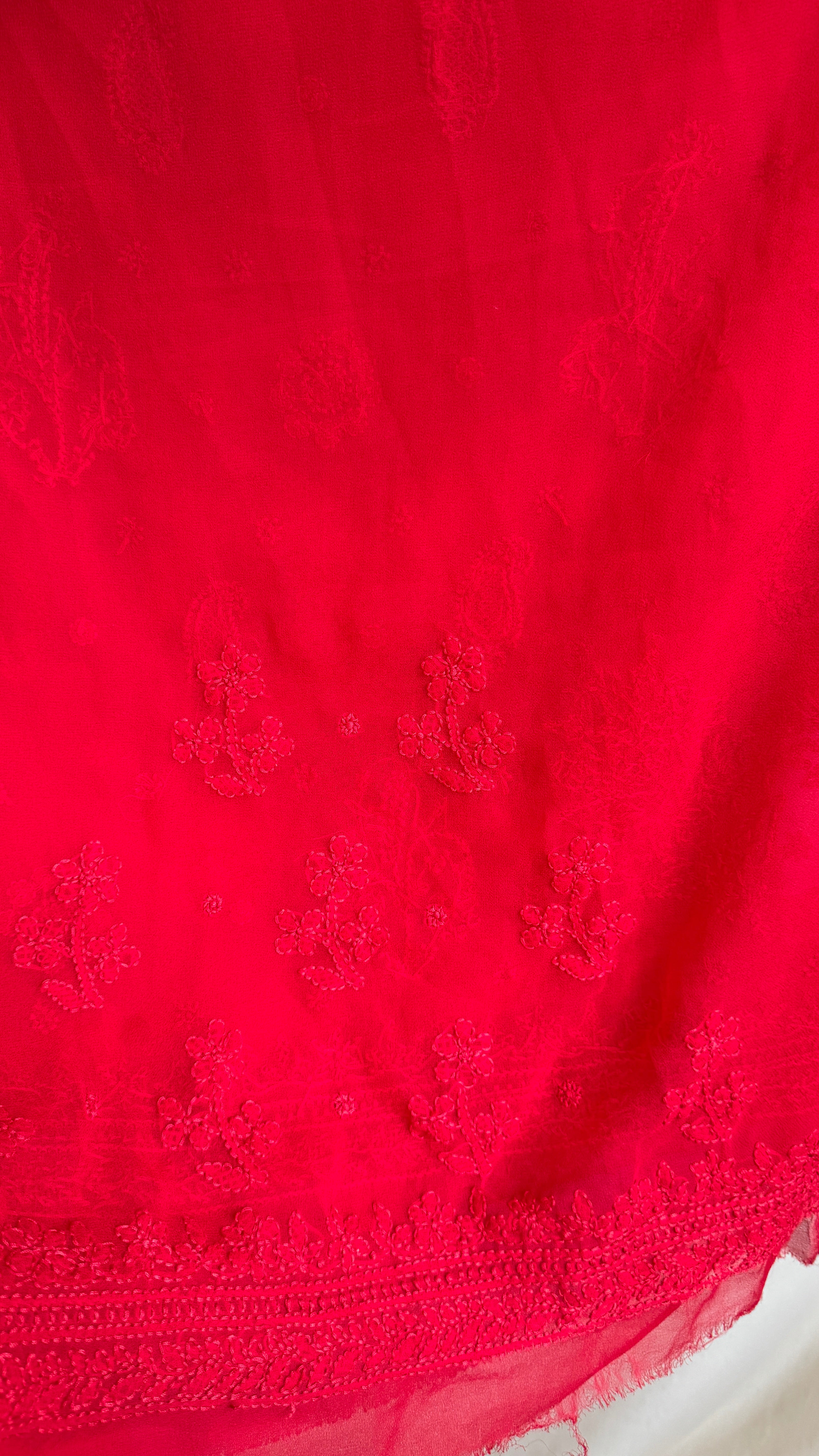 Georgette Chikankari saree in Red