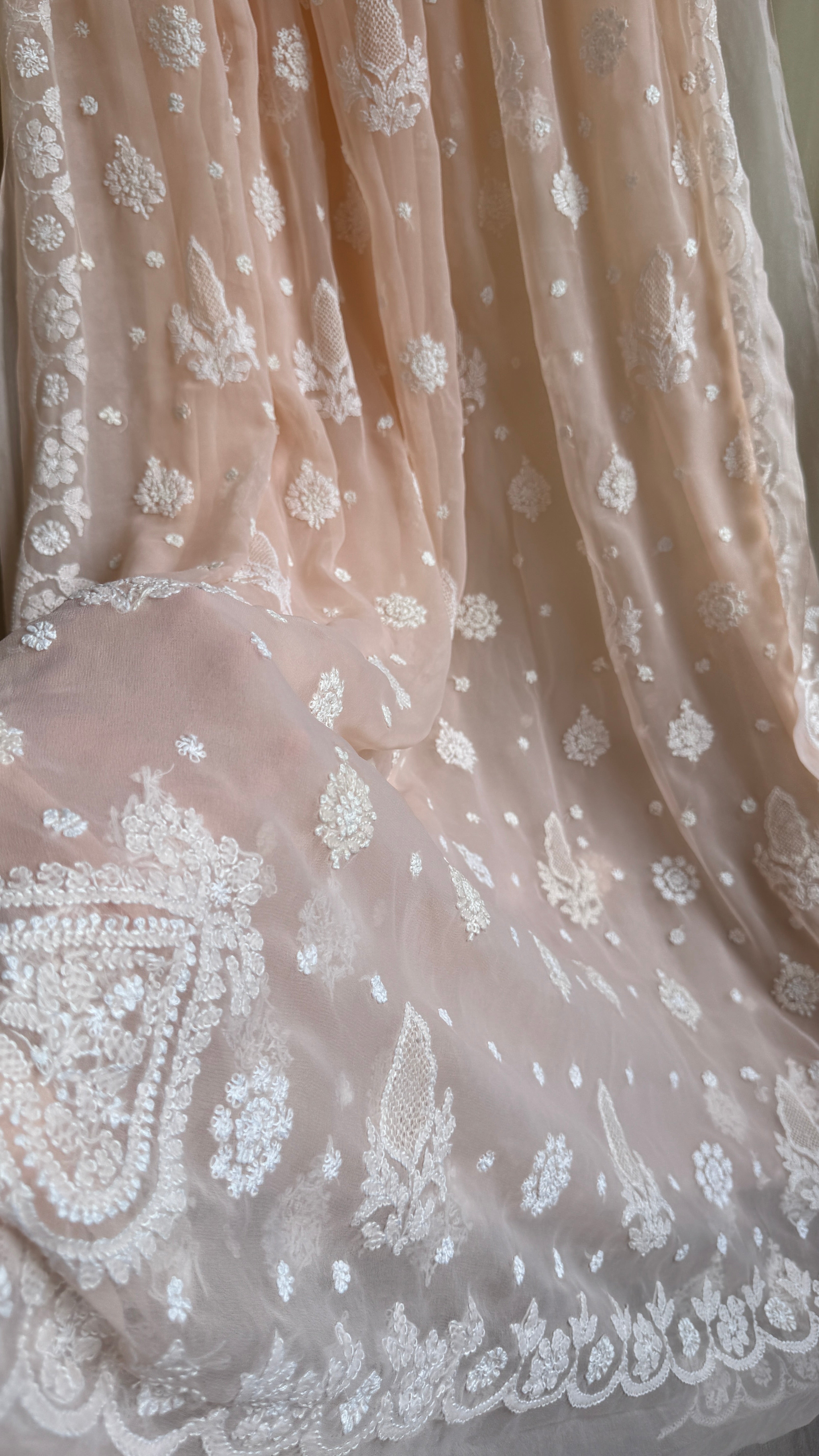 Georgette Chikankari saree in Peach