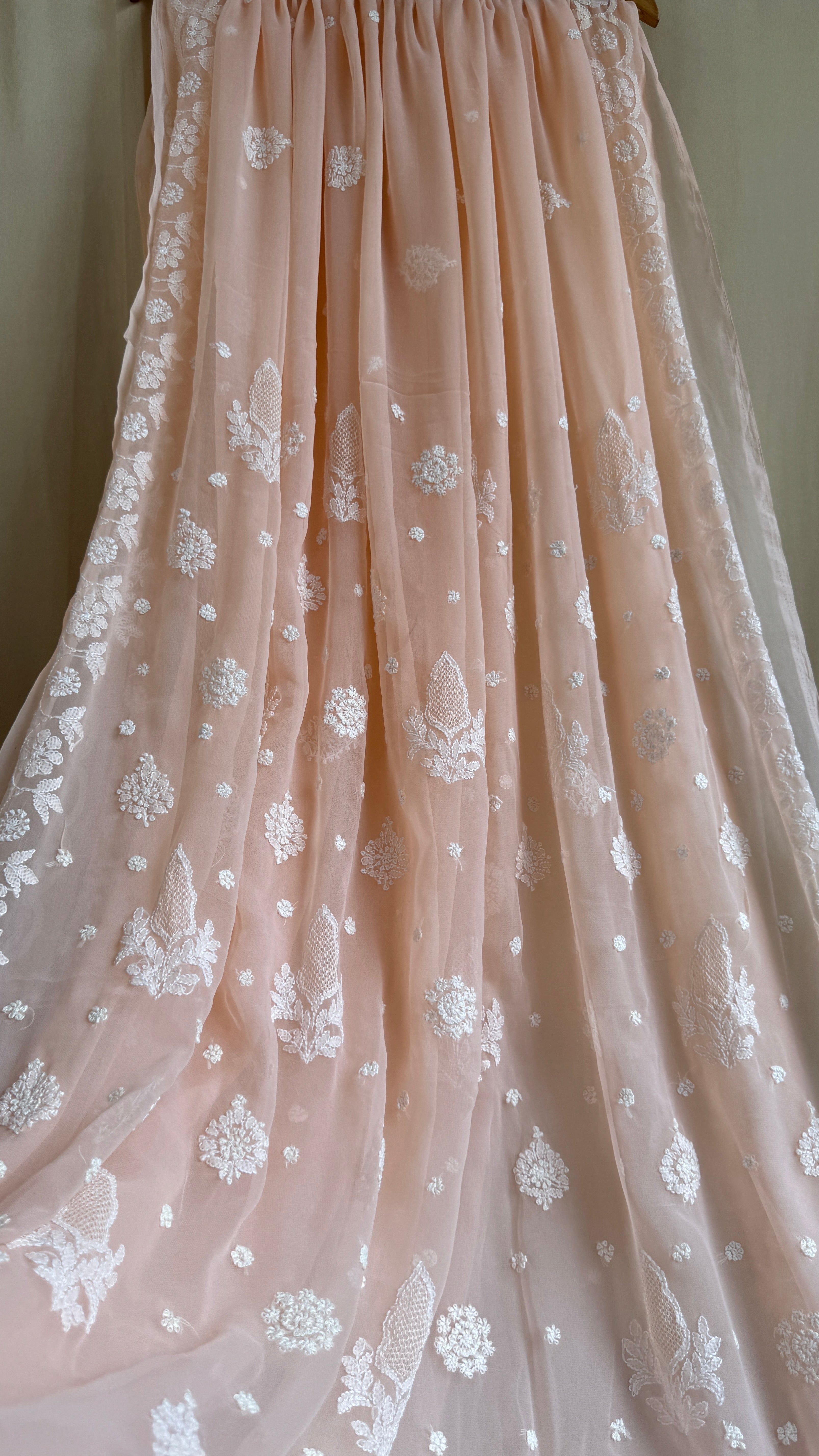 Georgette Chikankari saree in Peach