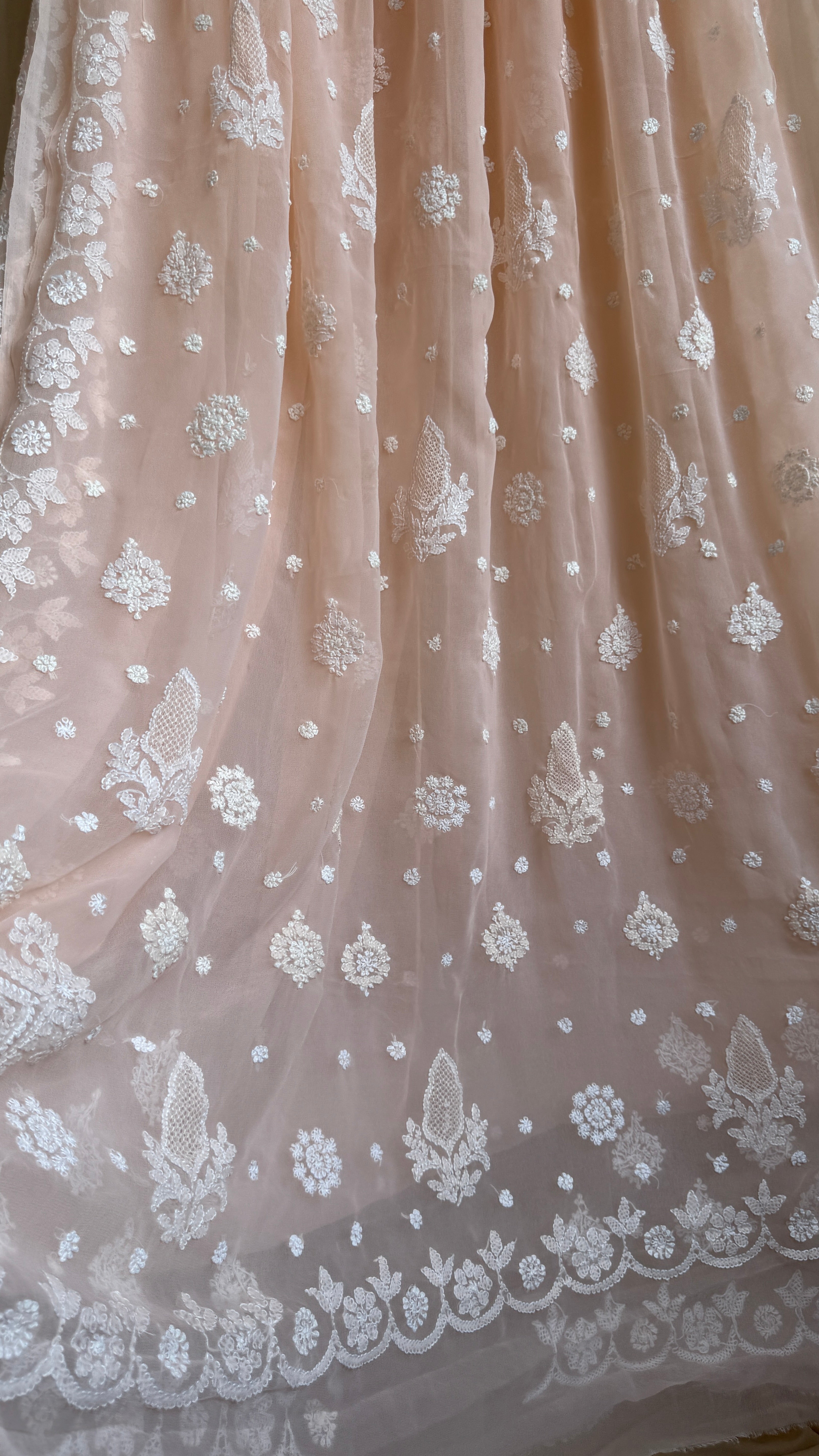 Georgette Chikankari saree in Peach