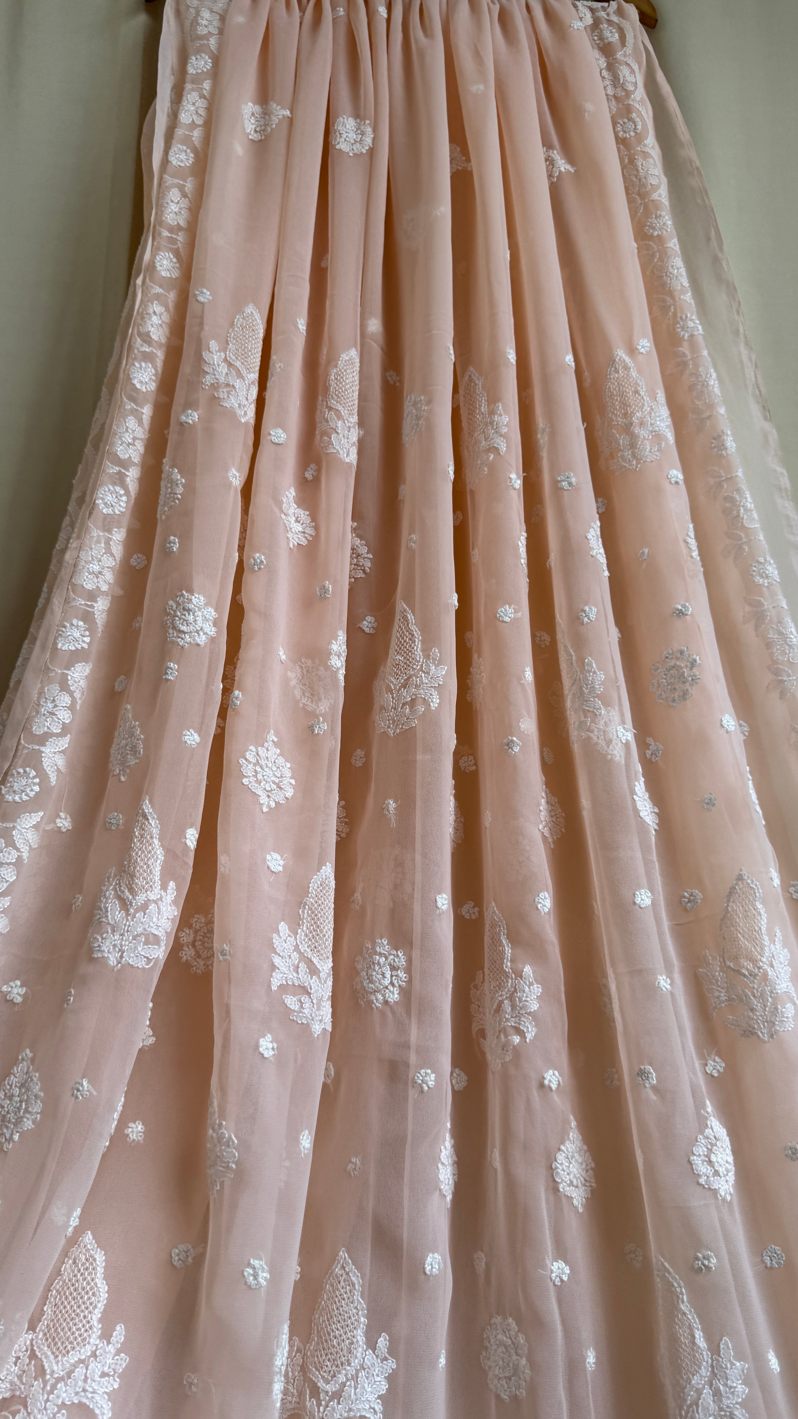 Georgette Chikankari saree in Peach