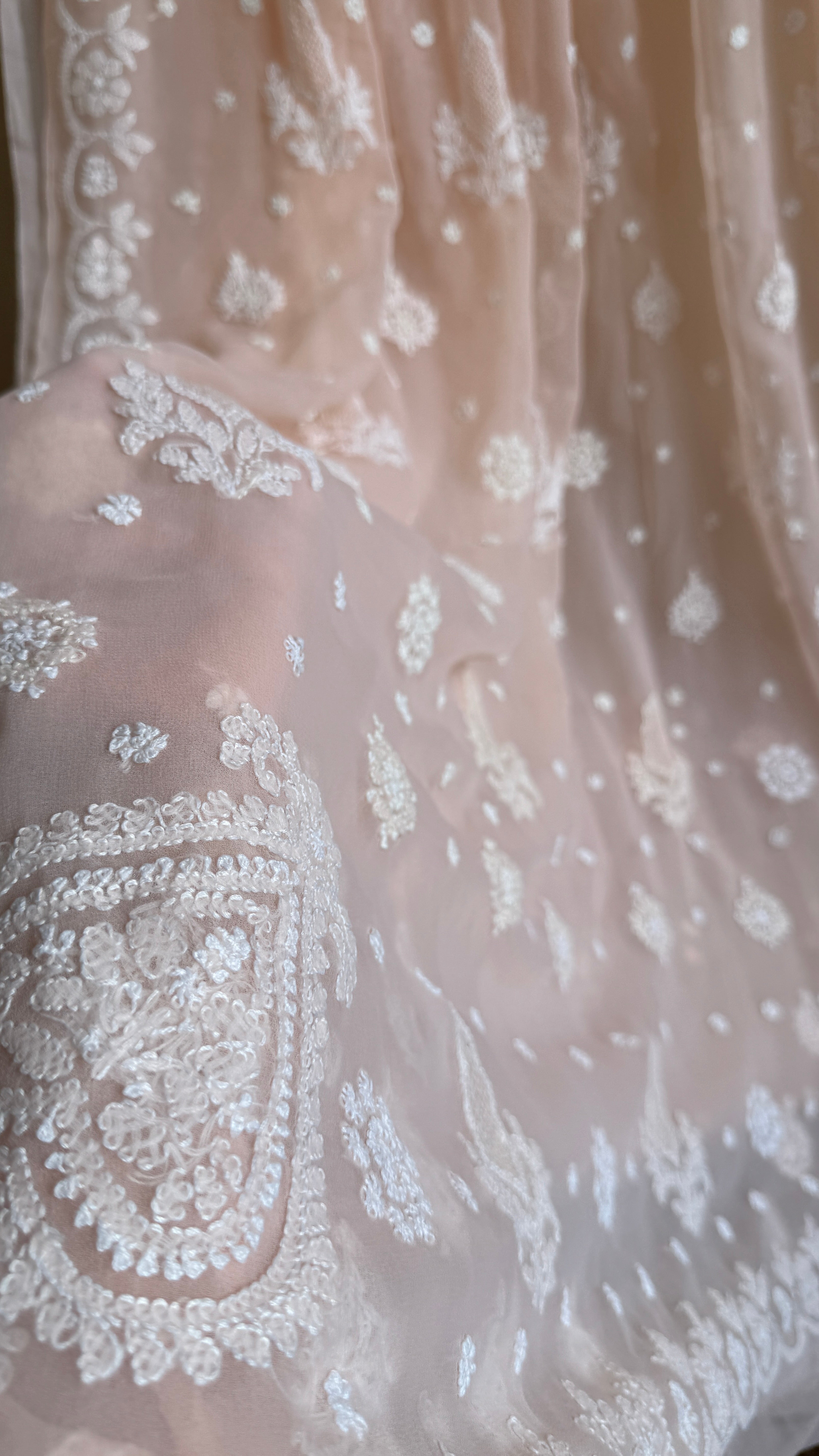 Georgette Chikankari saree in Peach