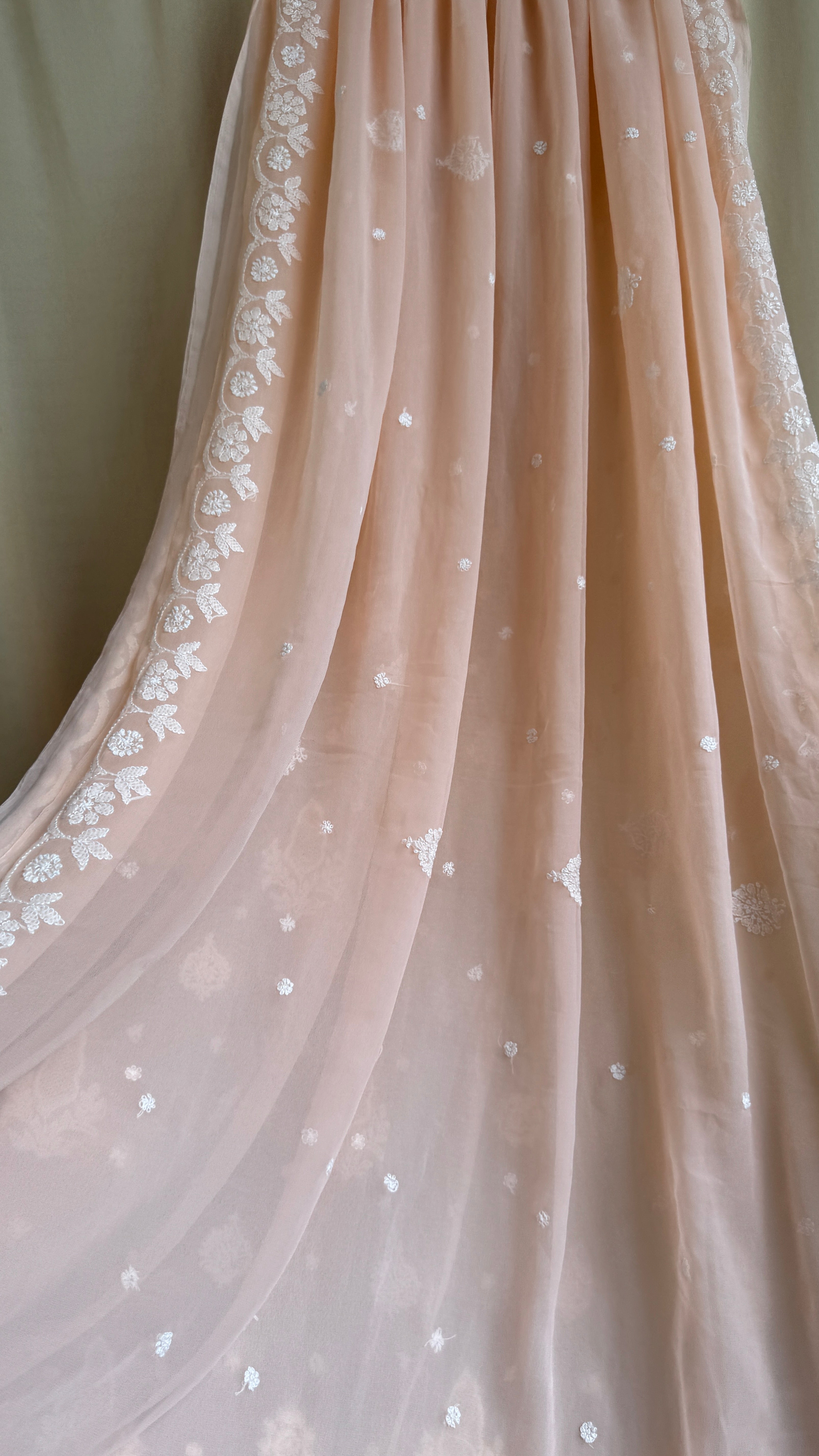 Georgette Chikankari saree in Peach