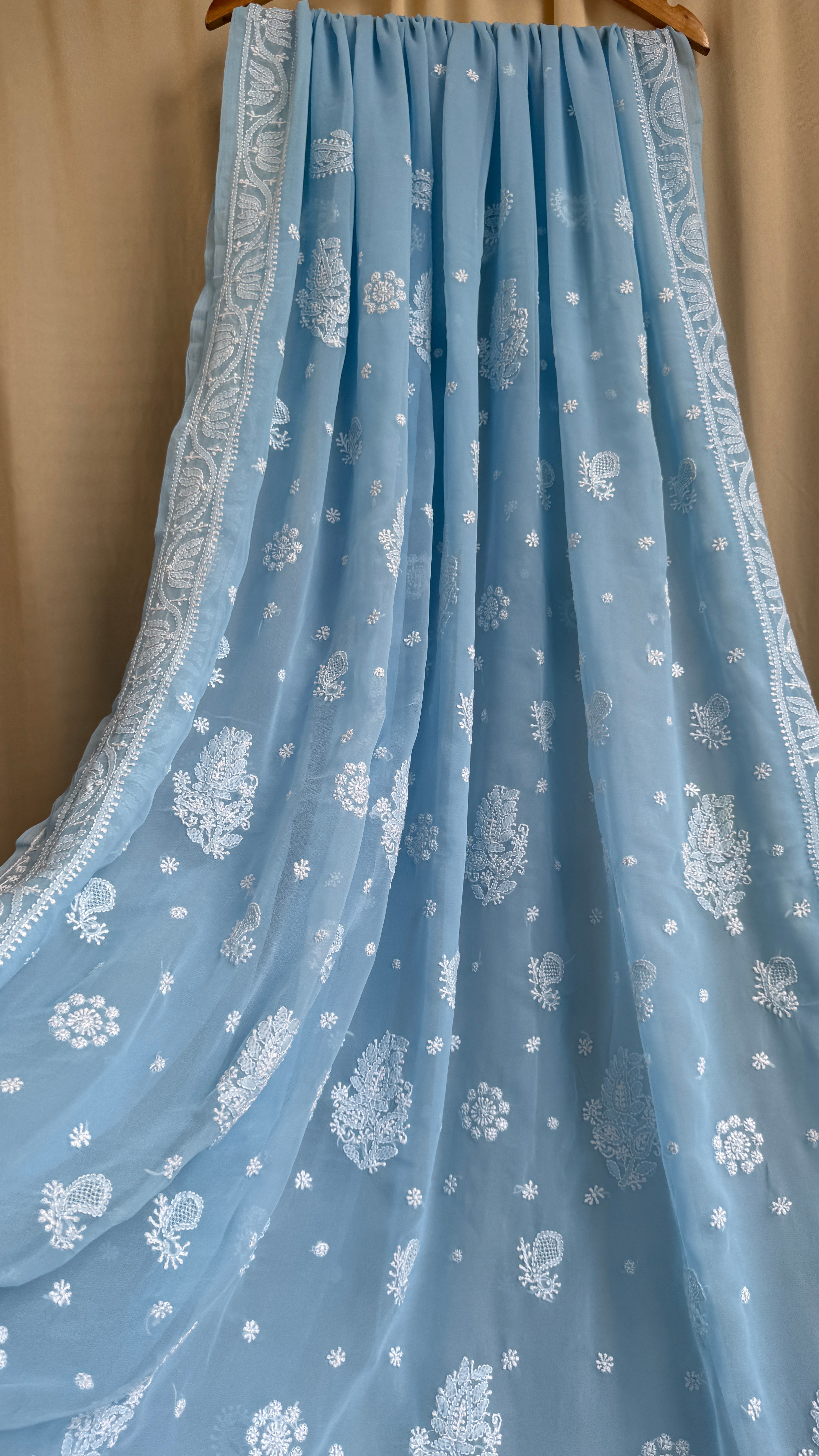 Georgette Chikankari saree in Blue