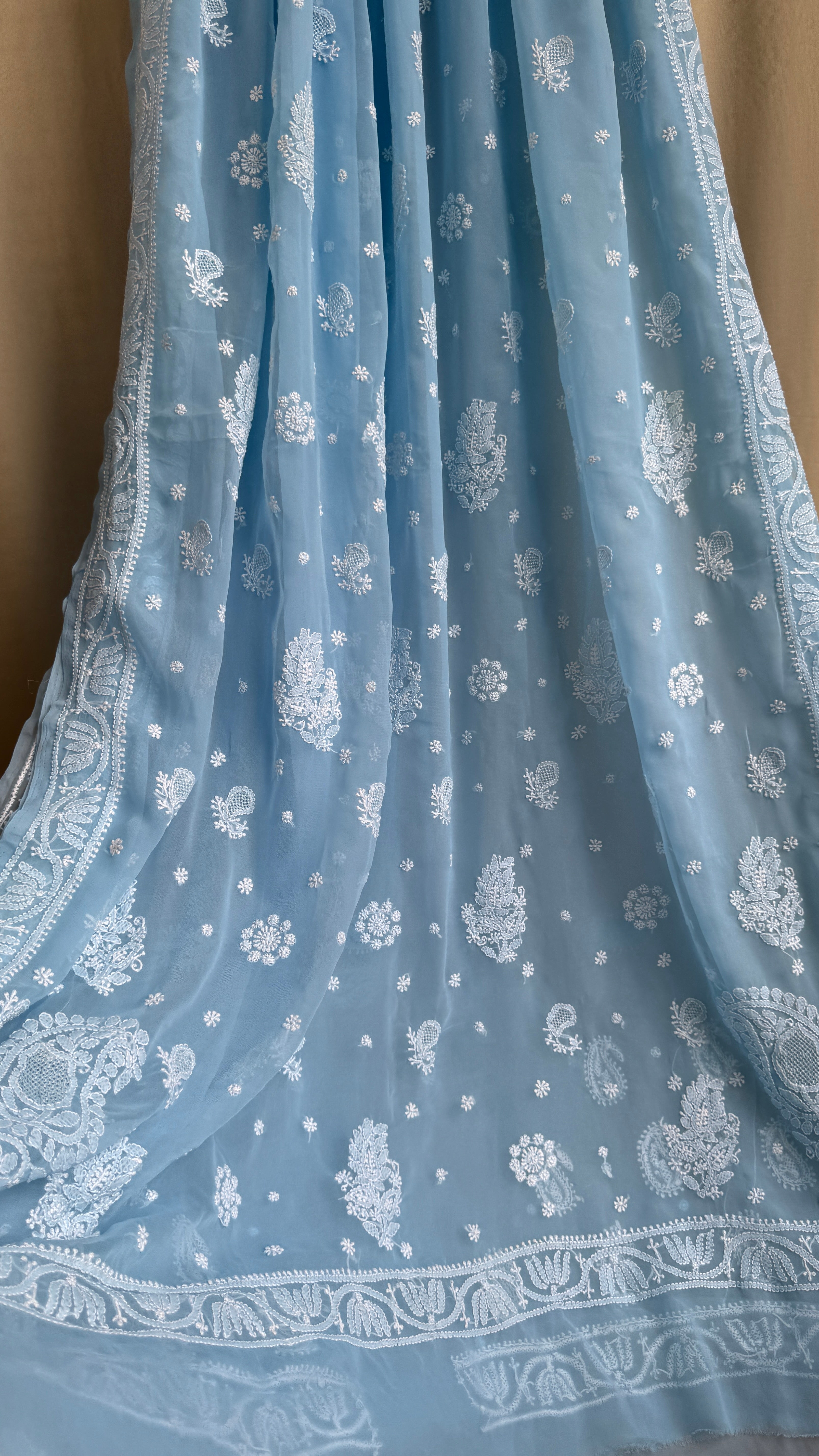 Georgette Chikankari saree in Blue