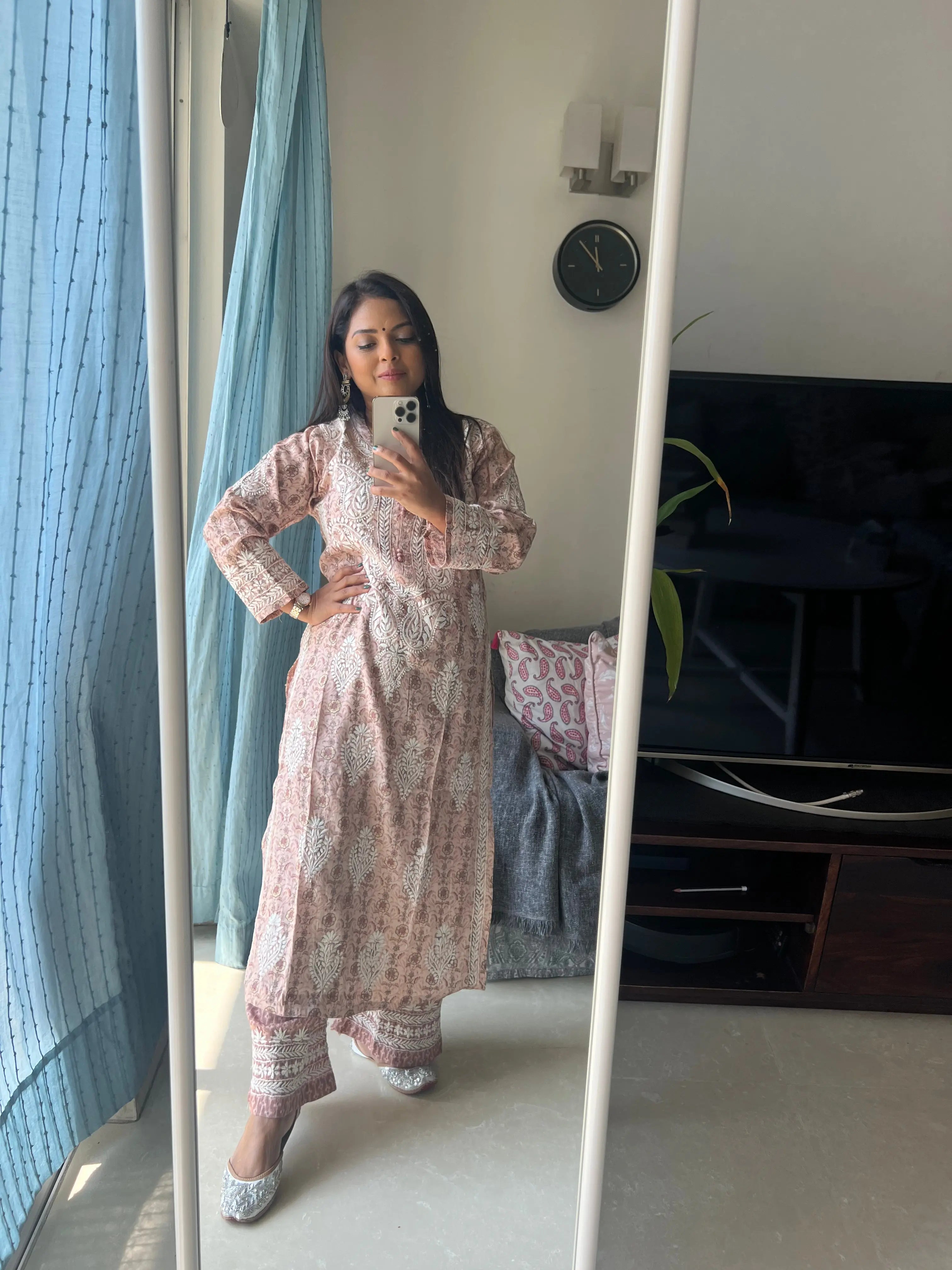 Cotton Printed Chikankari Set - Pink ARIAA CHIKANKARI