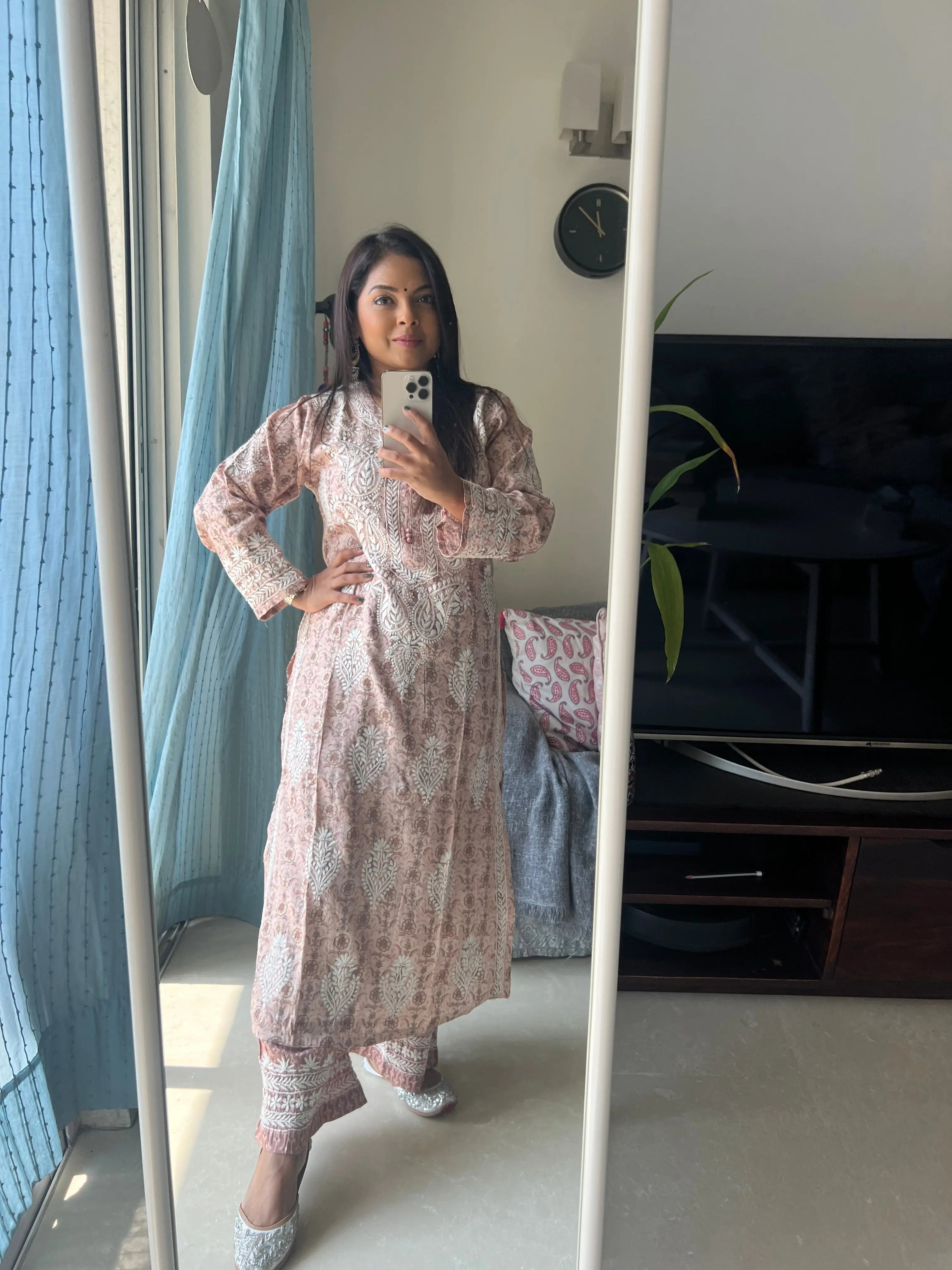 Cotton Printed Chikankari Set - Pink ARIAA CHIKANKARI