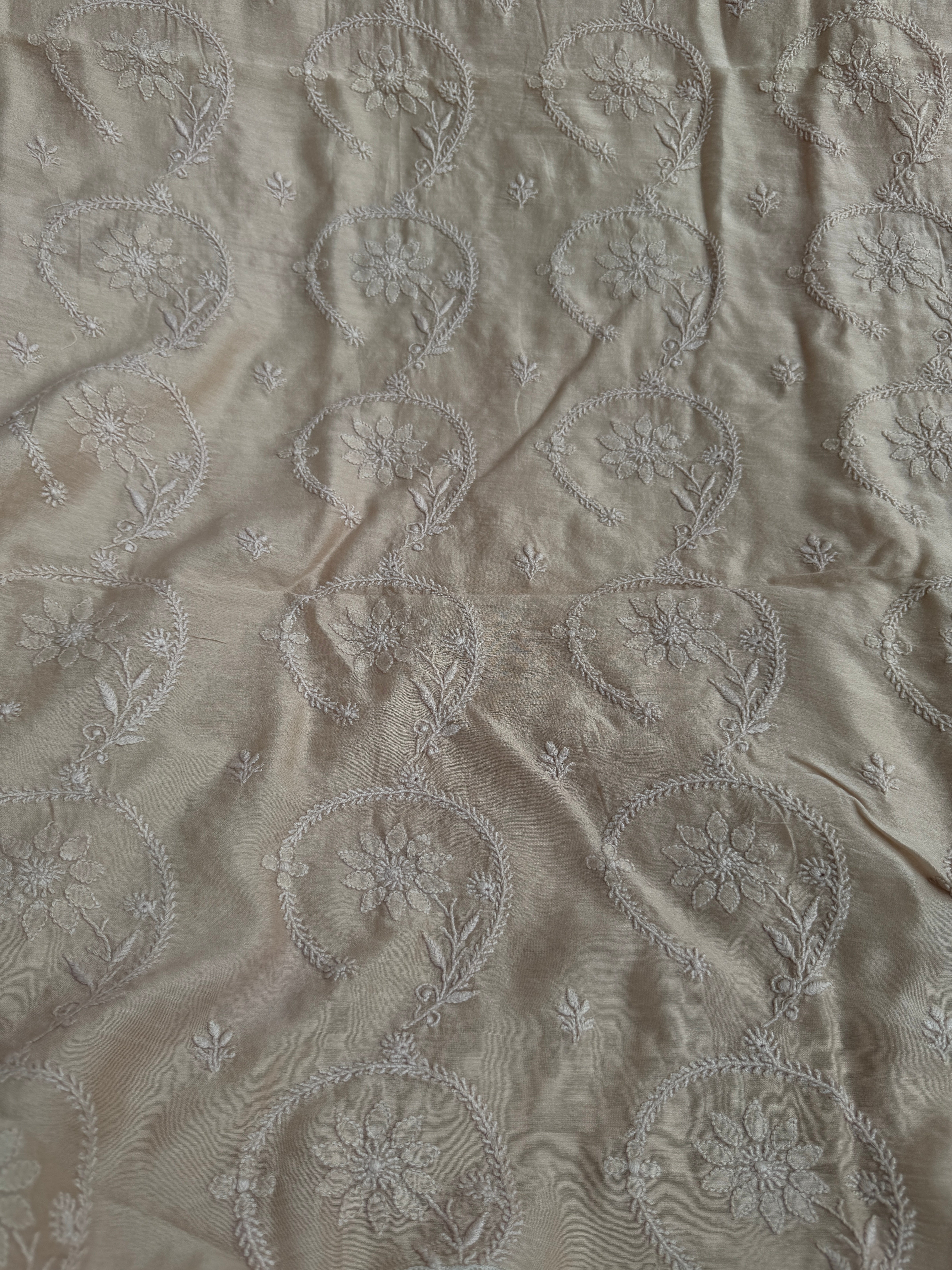 Chanderi Chikankari Length with Dupatta - Beige ARIAA CHIKANKARI