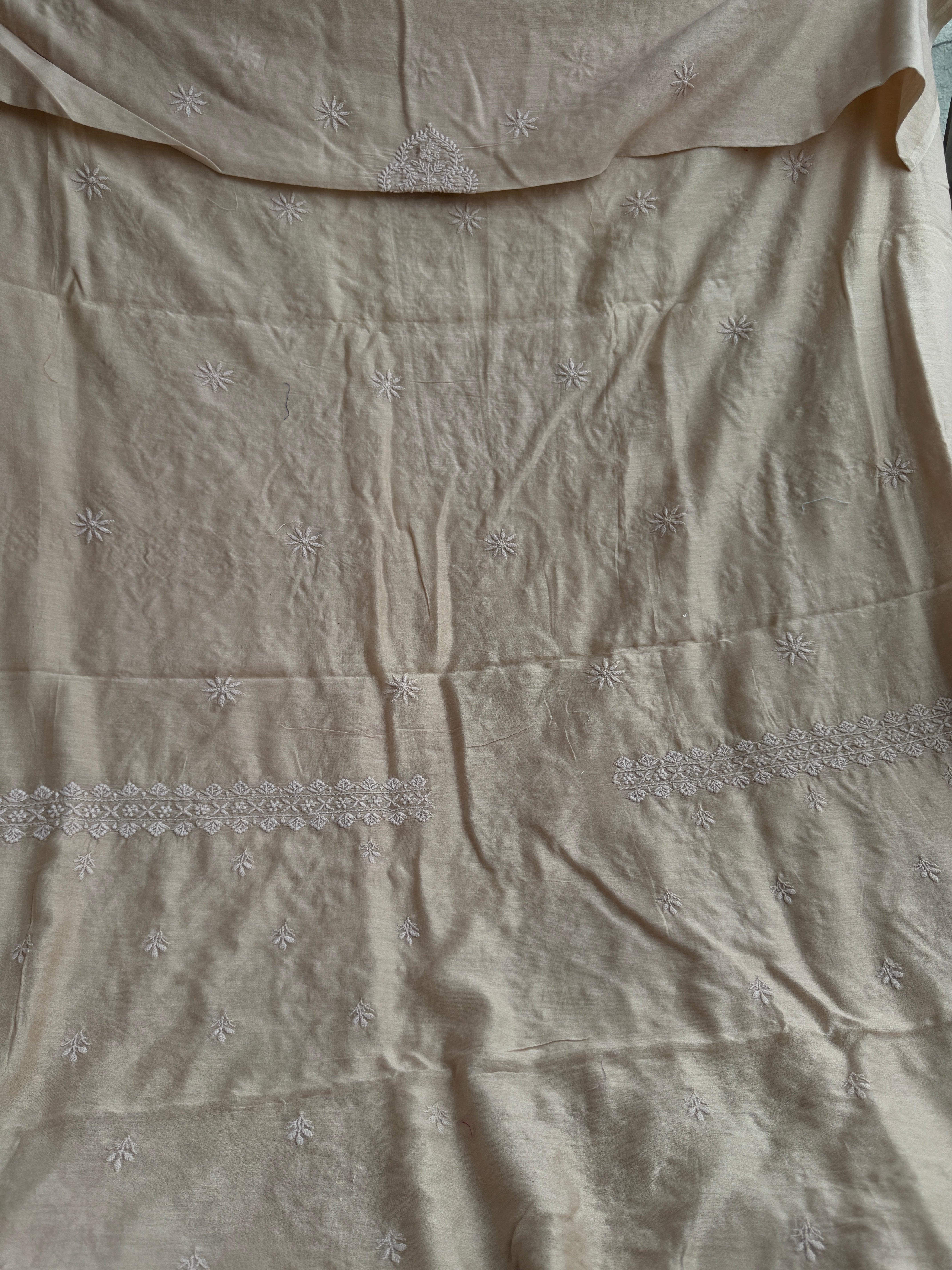 Chanderi Chikankari Length with Dupatta - Beige ARIAA CHIKANKARI