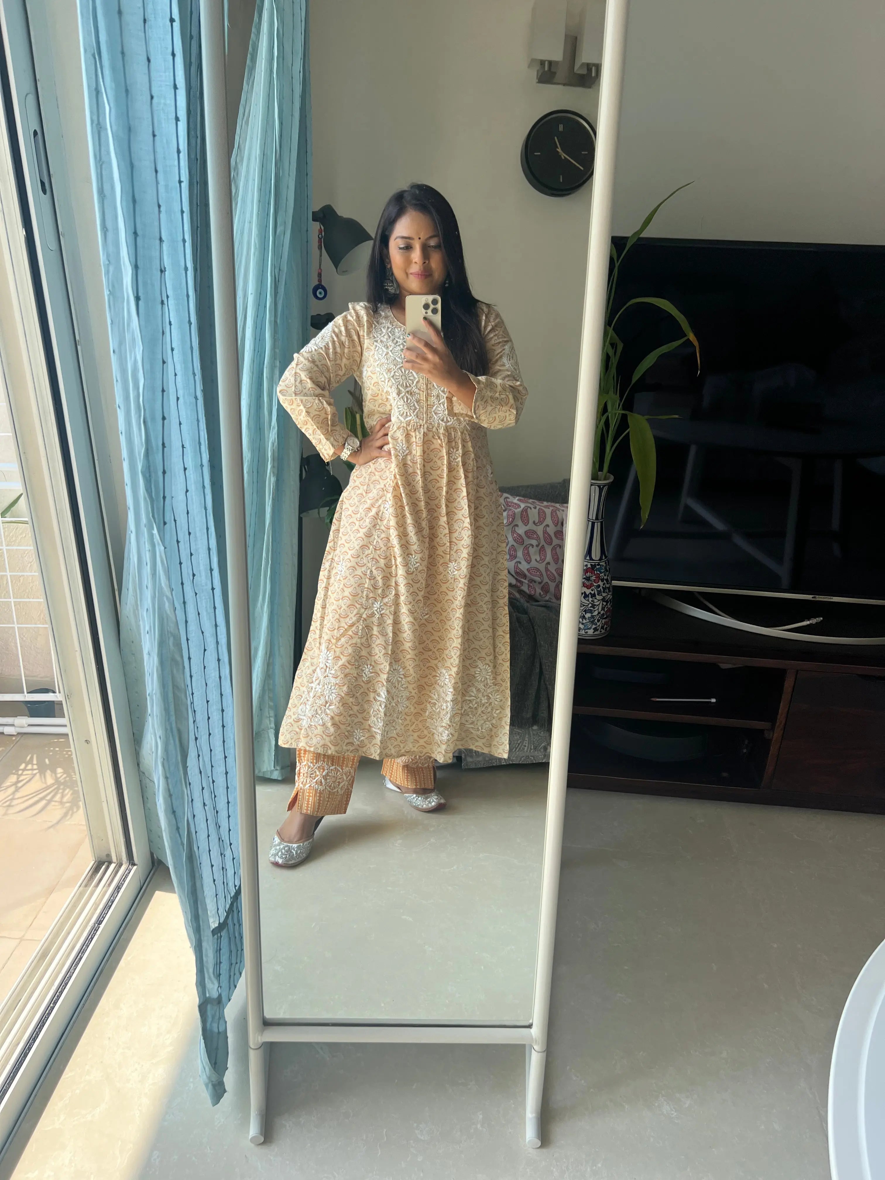 Cotton Printed Chikankari Set - Yellow ARIAA CHIKANKARI