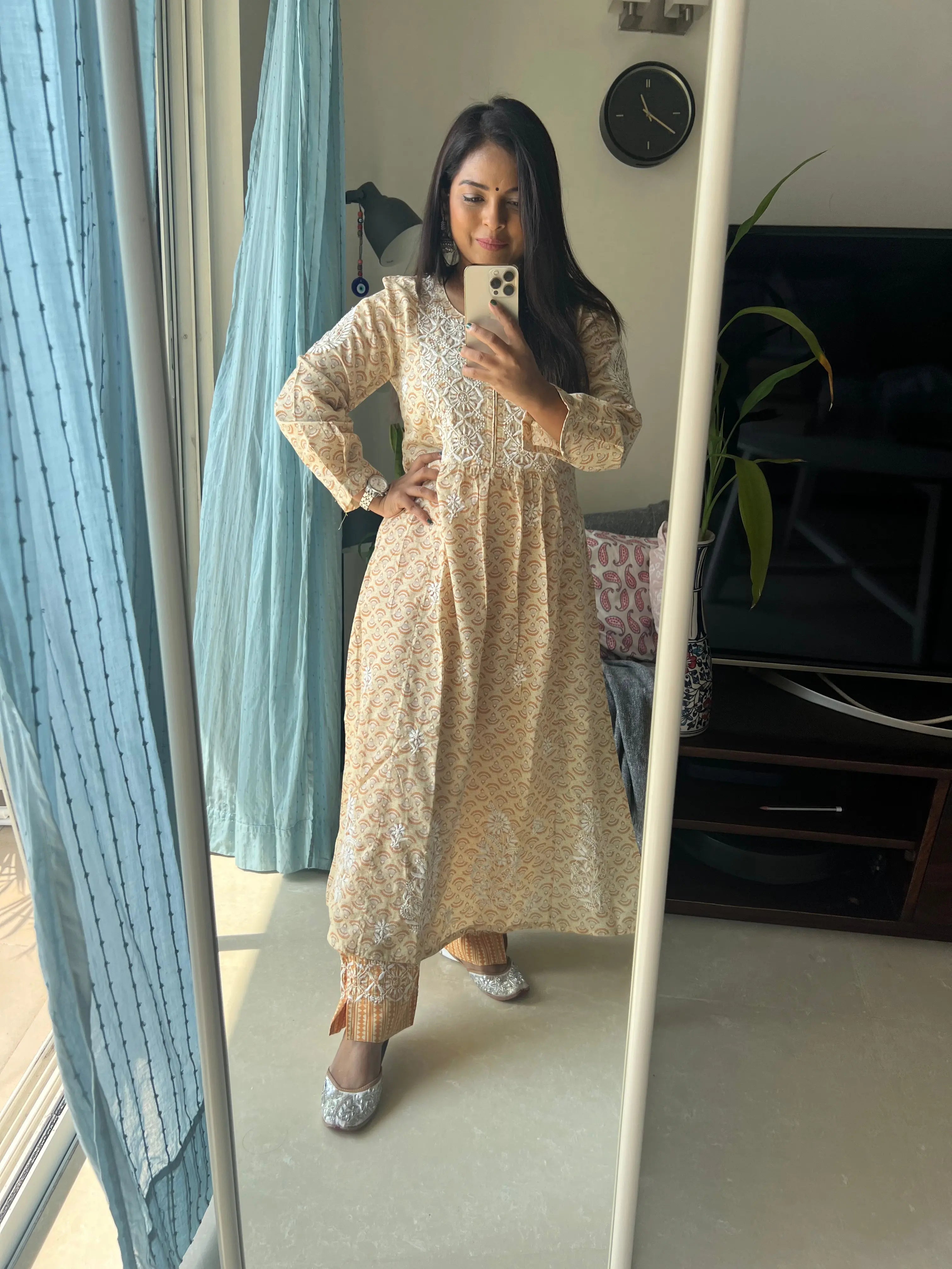 Cotton Printed Chikankari Set - Yellow ARIAA CHIKANKARI