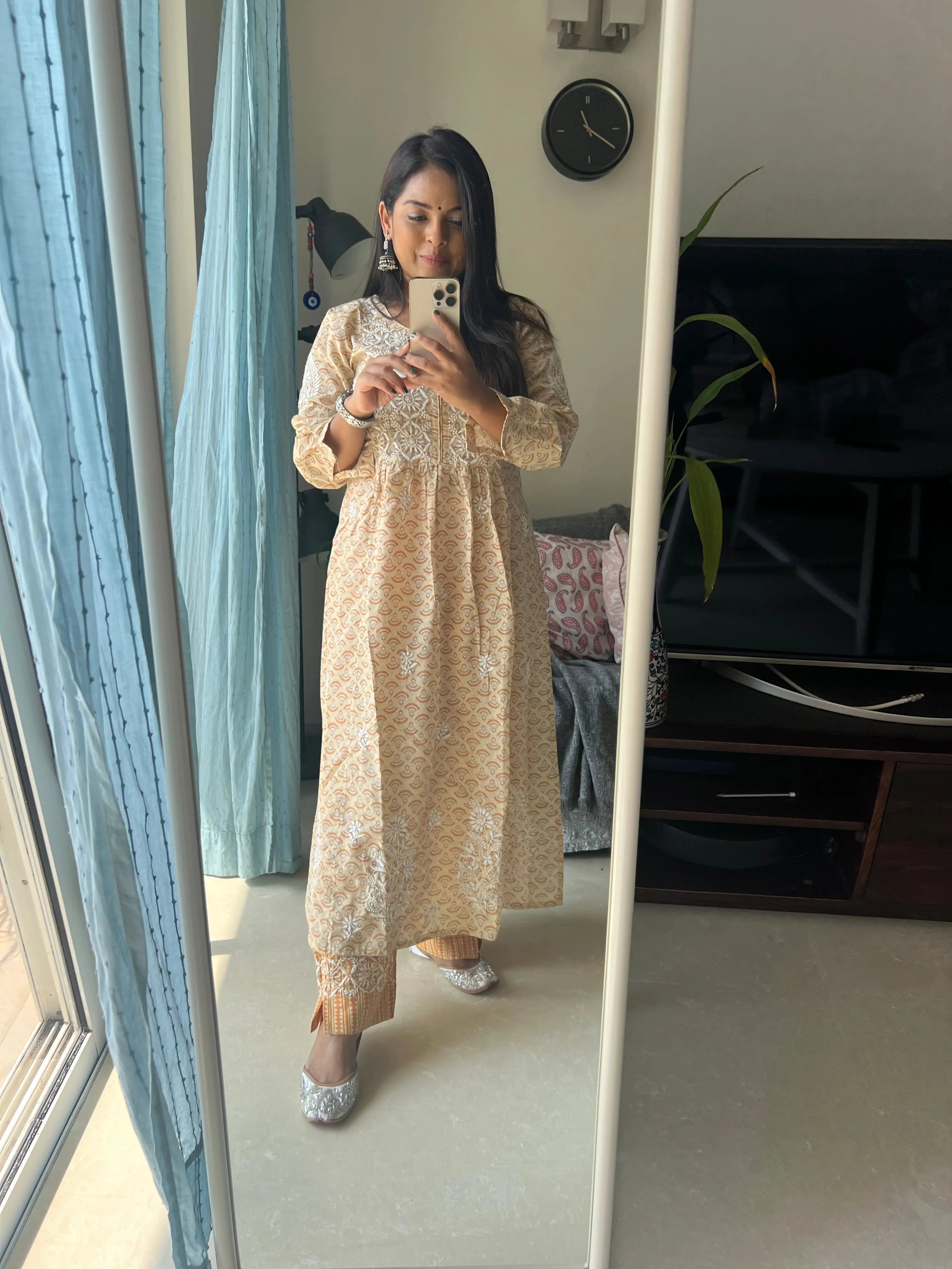 Cotton Printed Chikankari Set - Yellow ARIAA CHIKANKARI