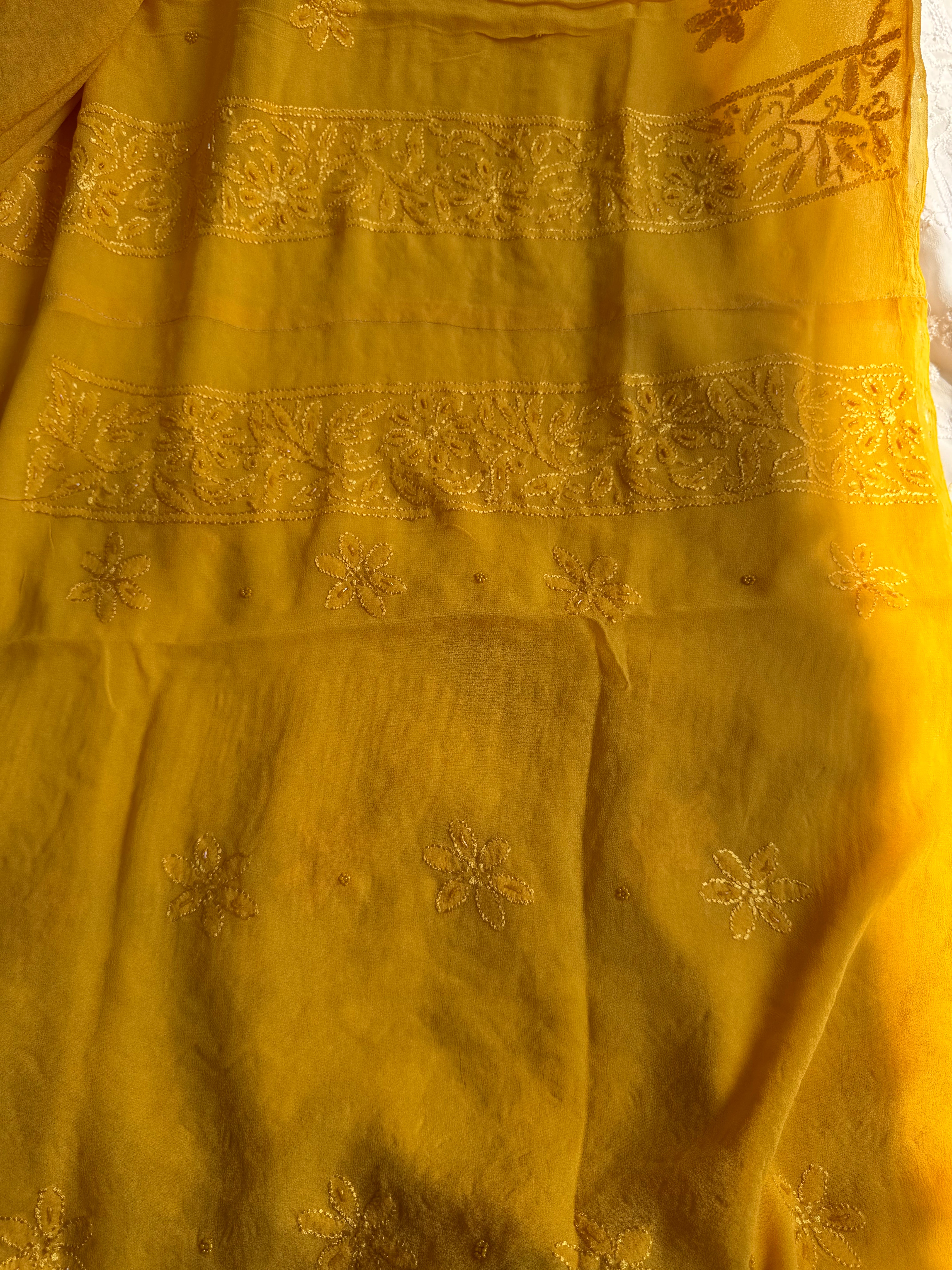 Viscose Length with Dupatta - Yellow ARIAA CHIKANKARI