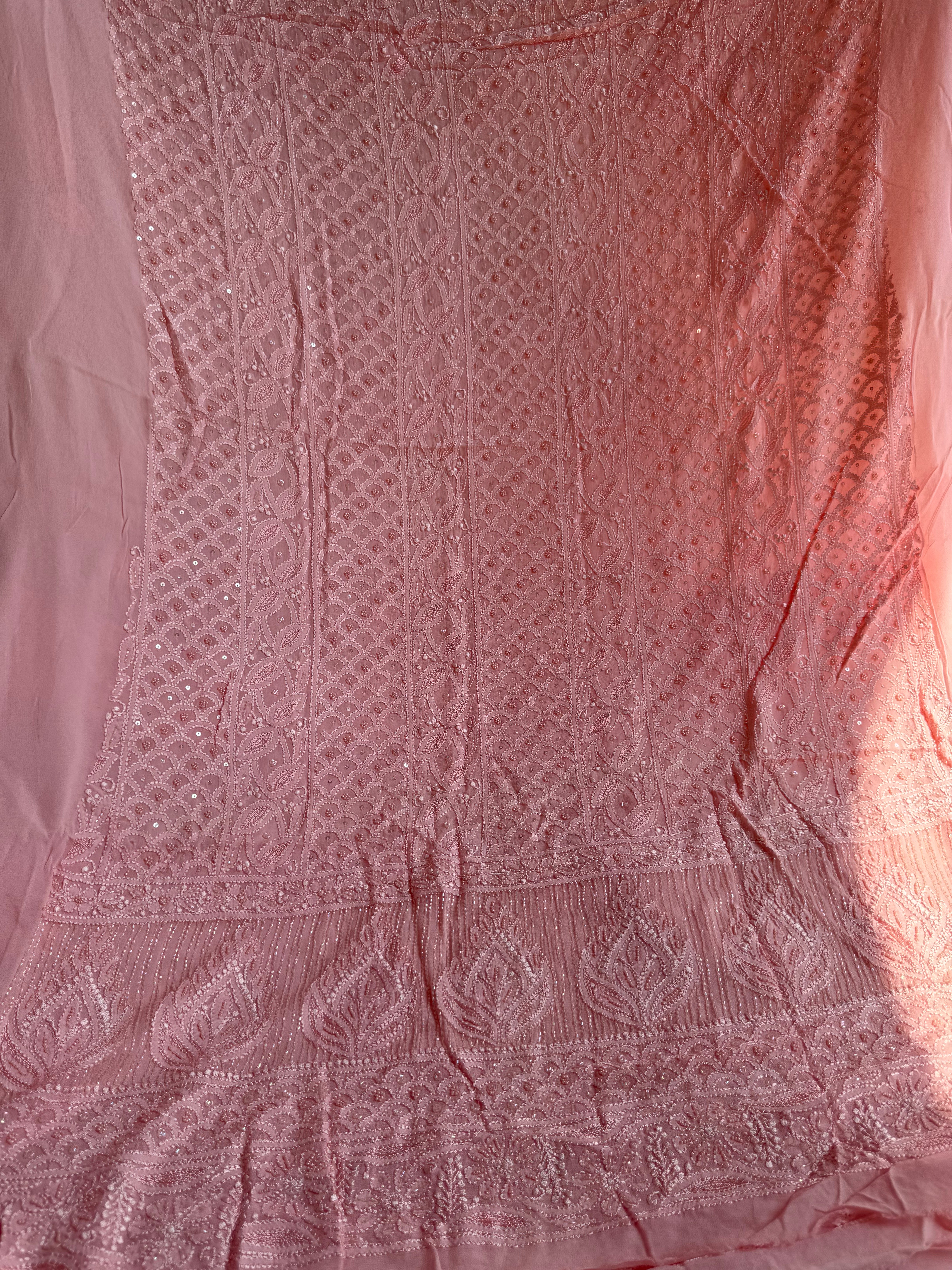 Viscose Chikankari Length with Dupatta - Pink ARIAA CHIKANKARI