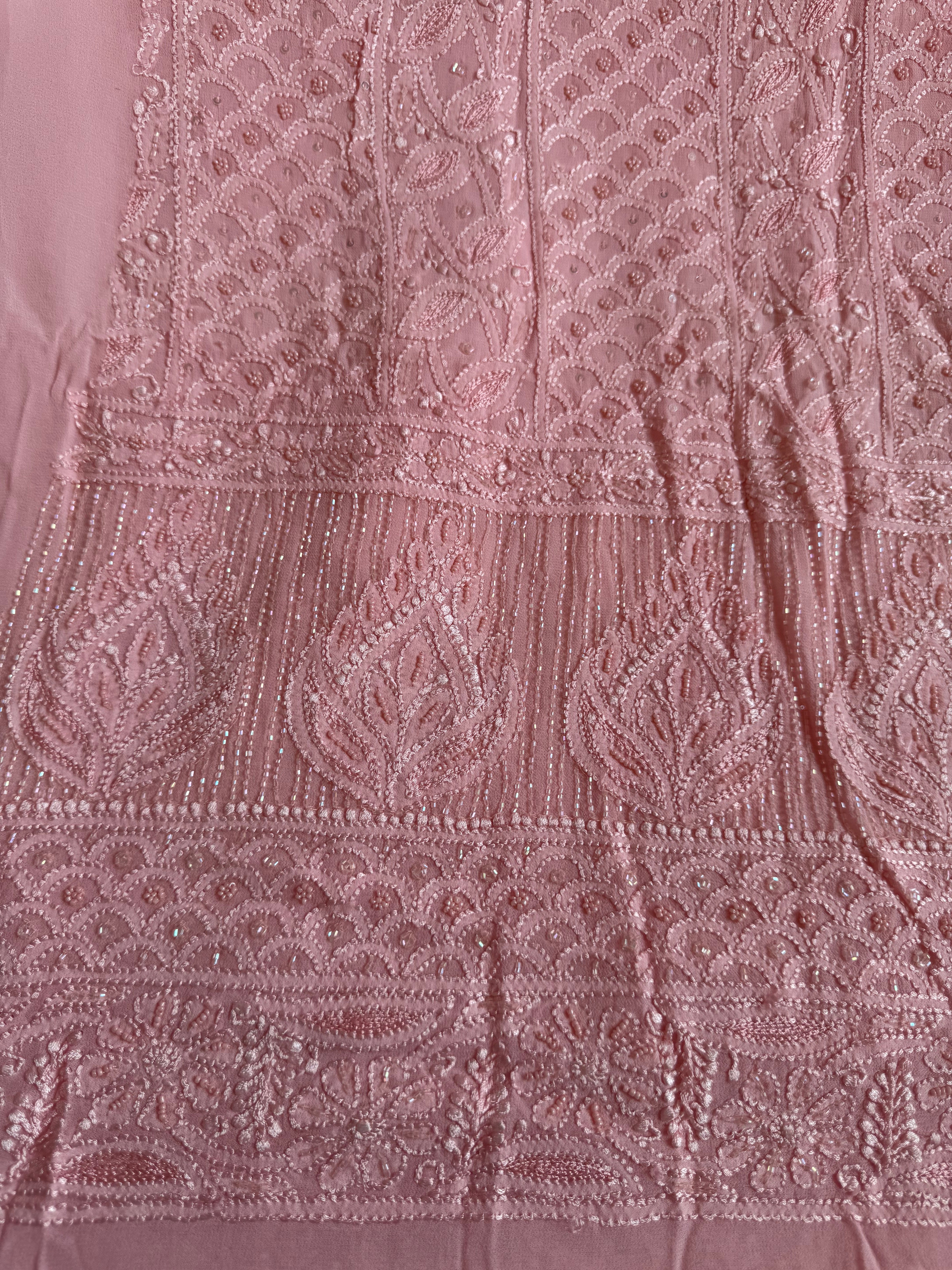 Viscose Chikankari Length with Dupatta - Pink ARIAA CHIKANKARI