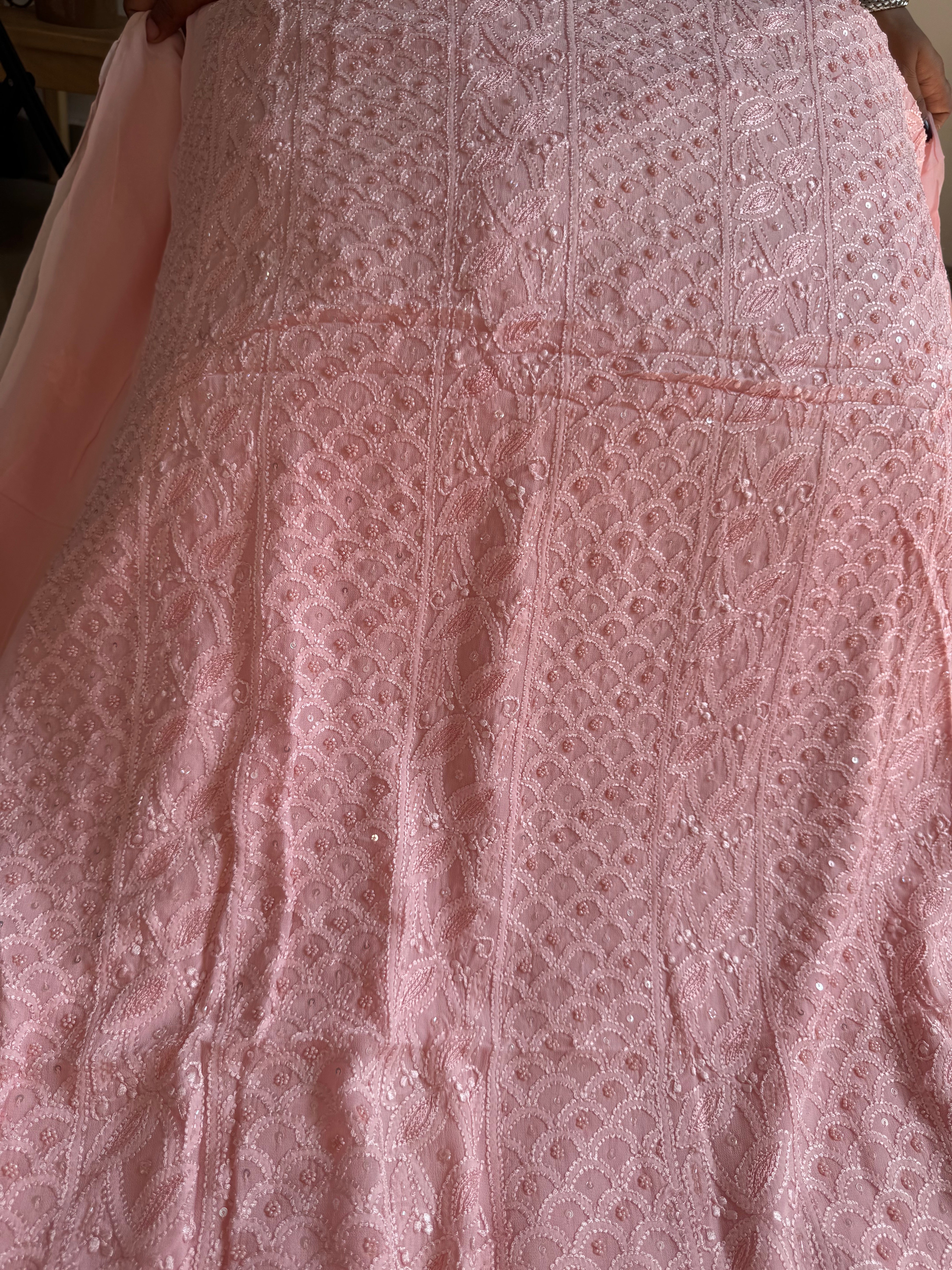 Viscose Chikankari Length with Dupatta - Pink ARIAA CHIKANKARI