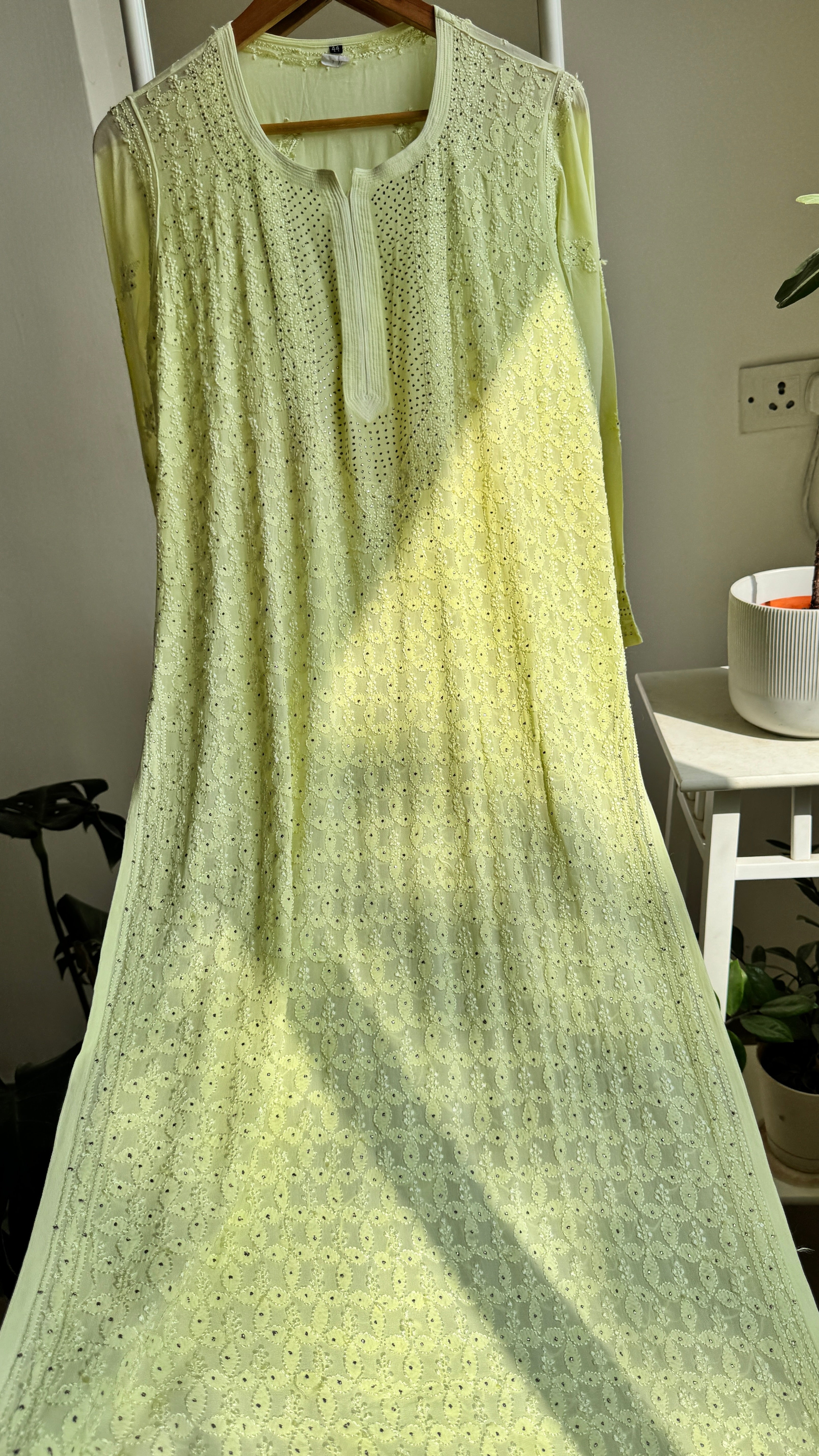 Viscose Kurti with Mukaish Work - Apple Green