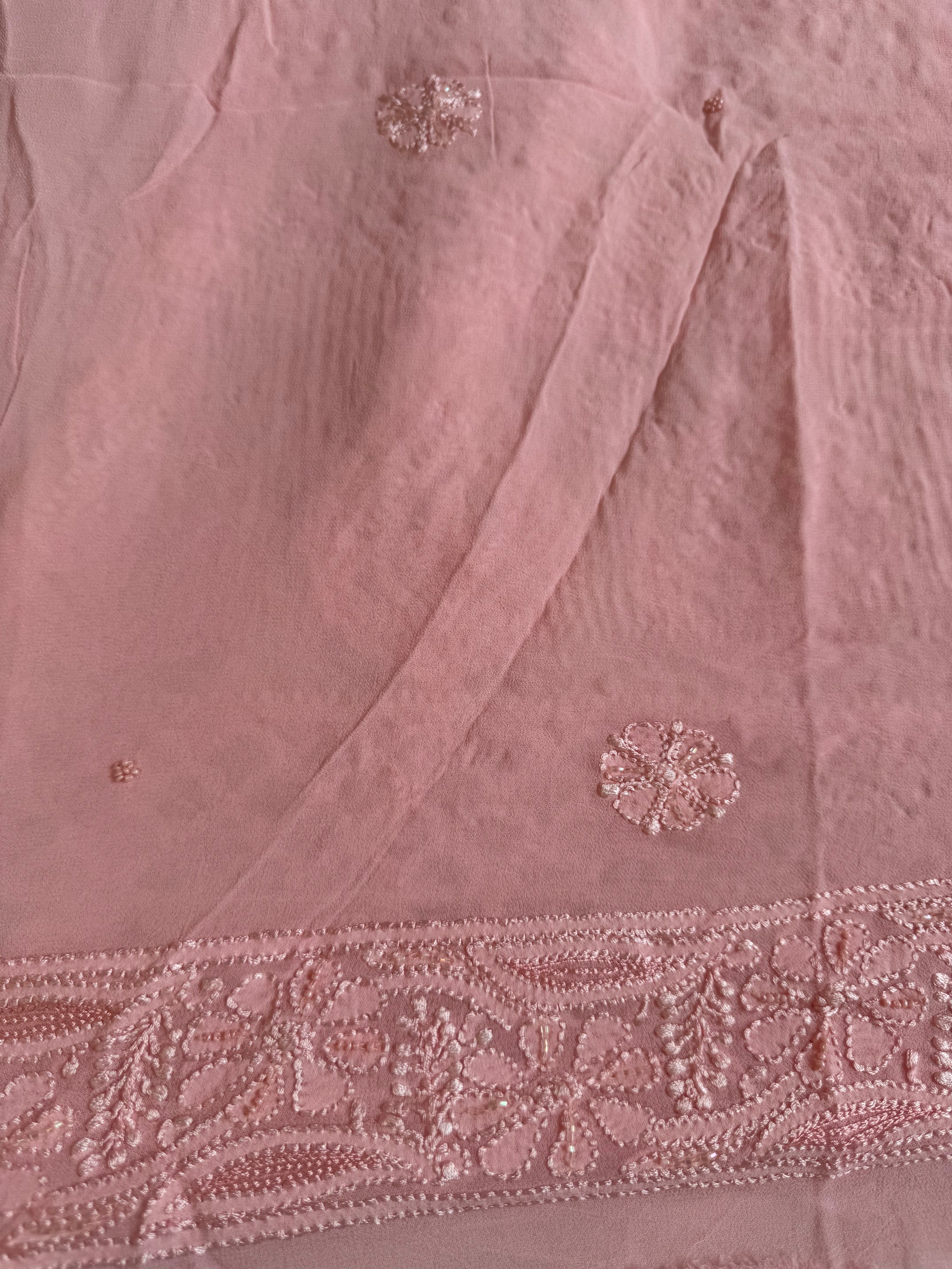 Viscose Chikankari Length with Dupatta - Pink ARIAA CHIKANKARI