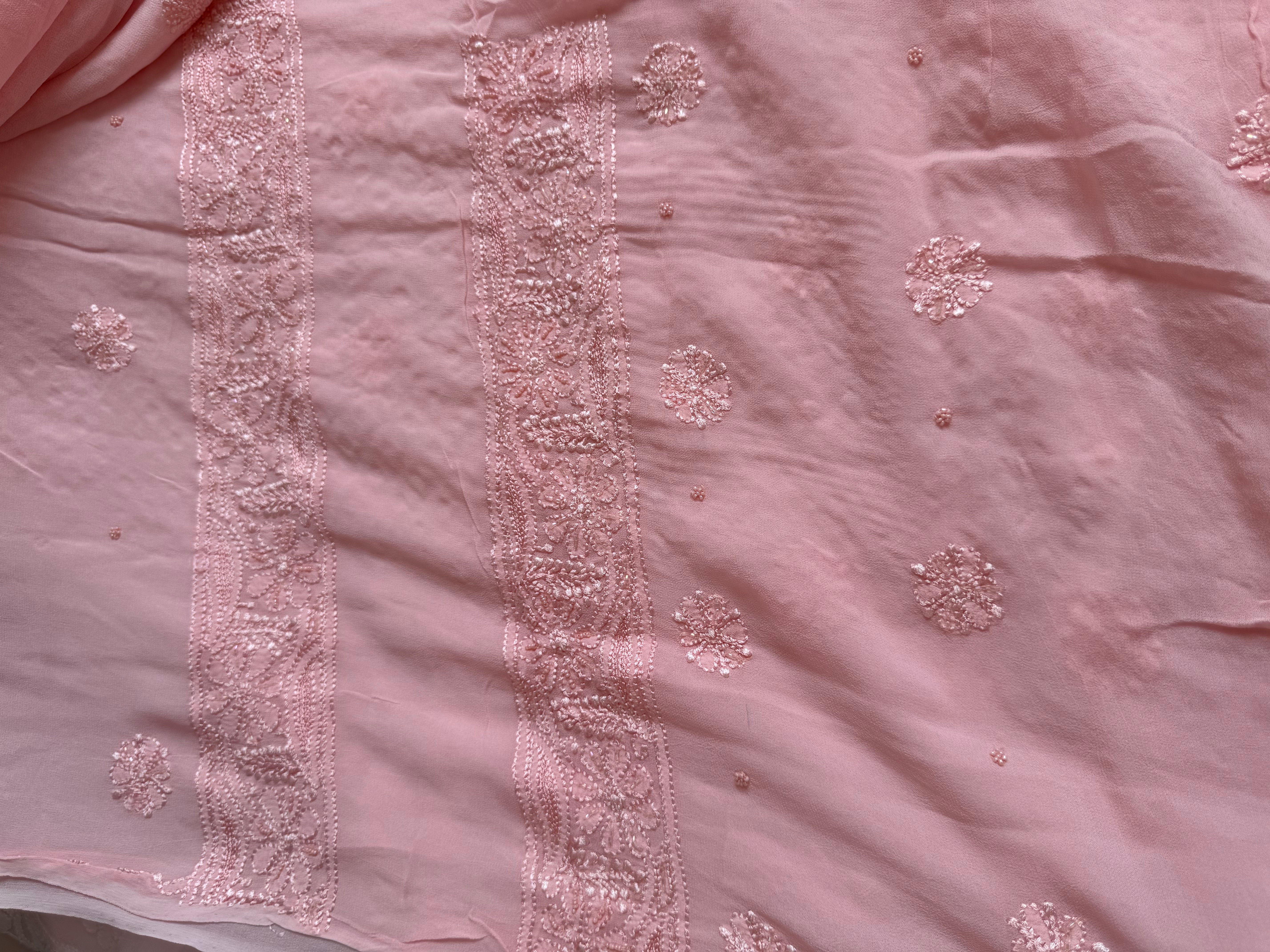 Viscose Chikankari Length with Dupatta - Pink ARIAA CHIKANKARI