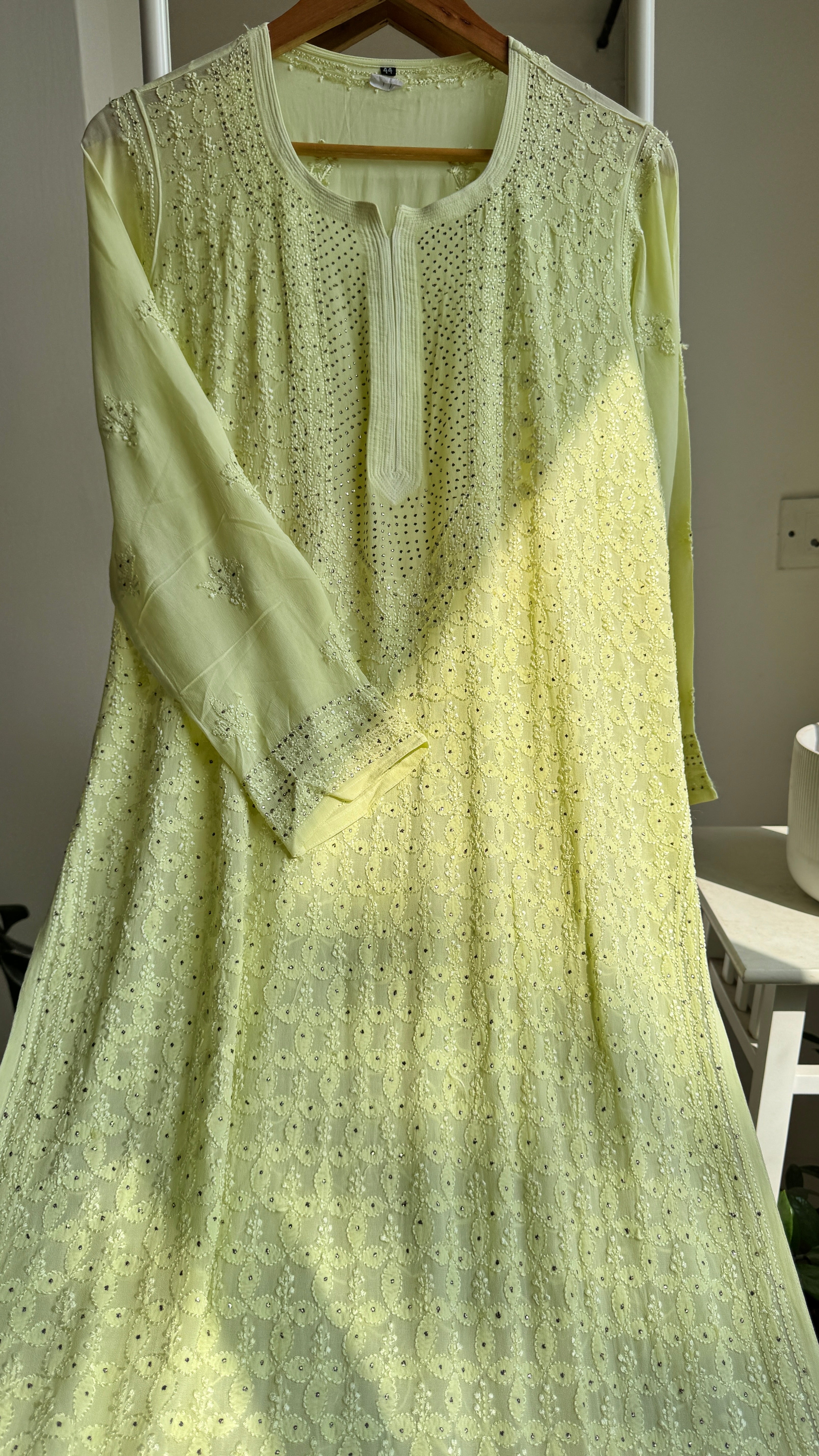 Viscose Kurti with Mukaish Work - Apple Green
