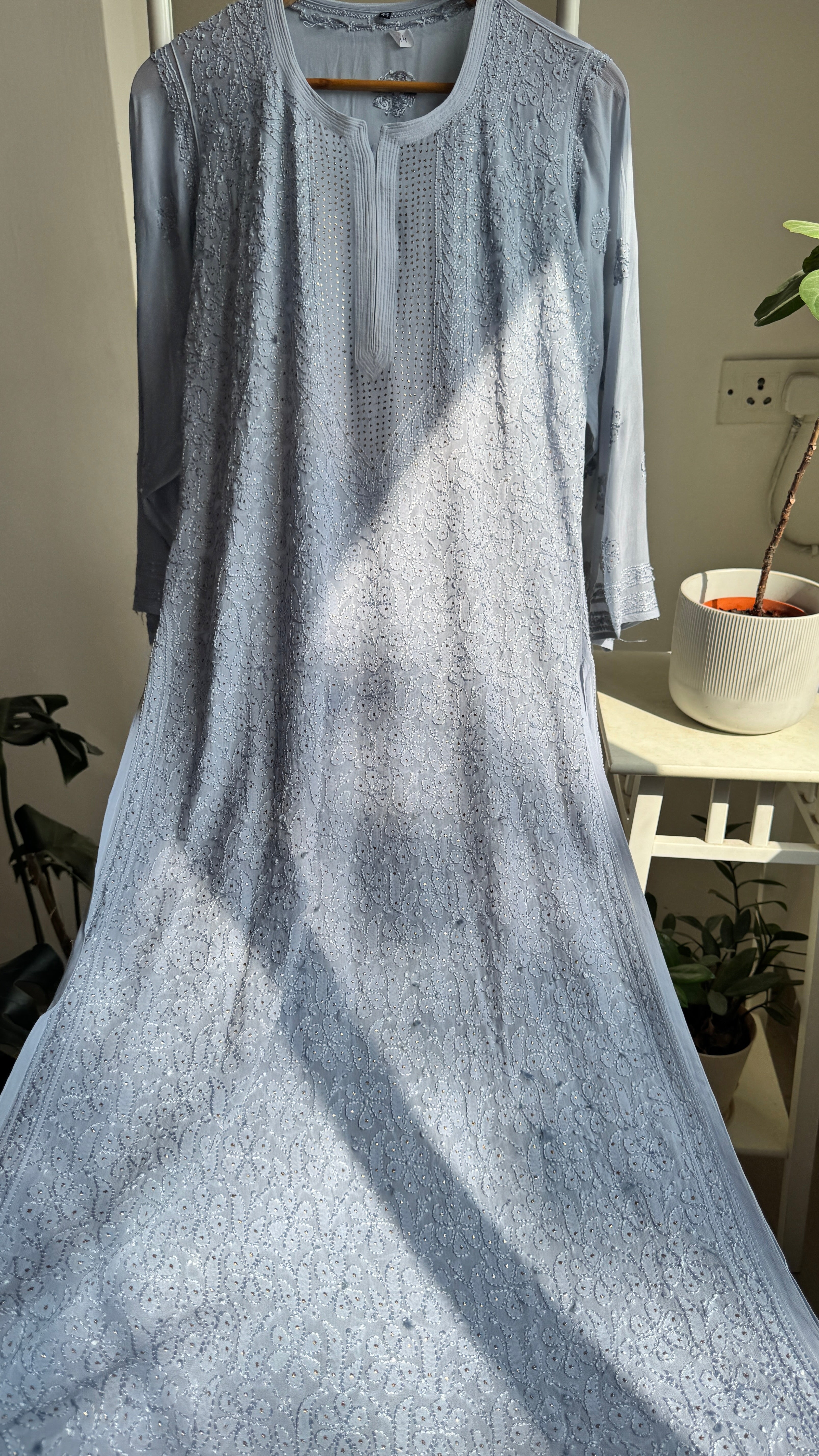 Viscose Kurti with Mukaish Work - Grey