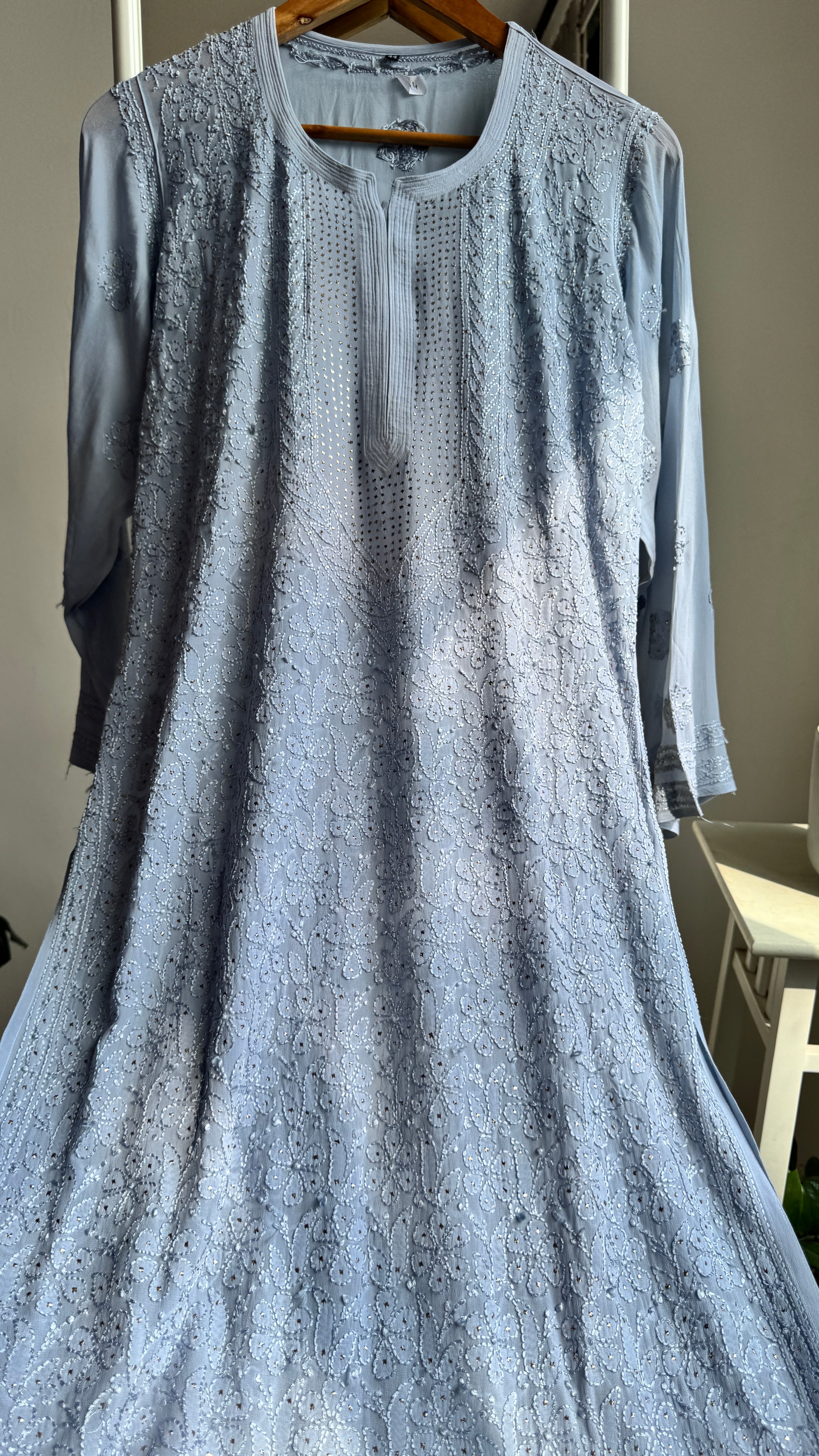 Viscose Kurti with Mukaish Work - Grey