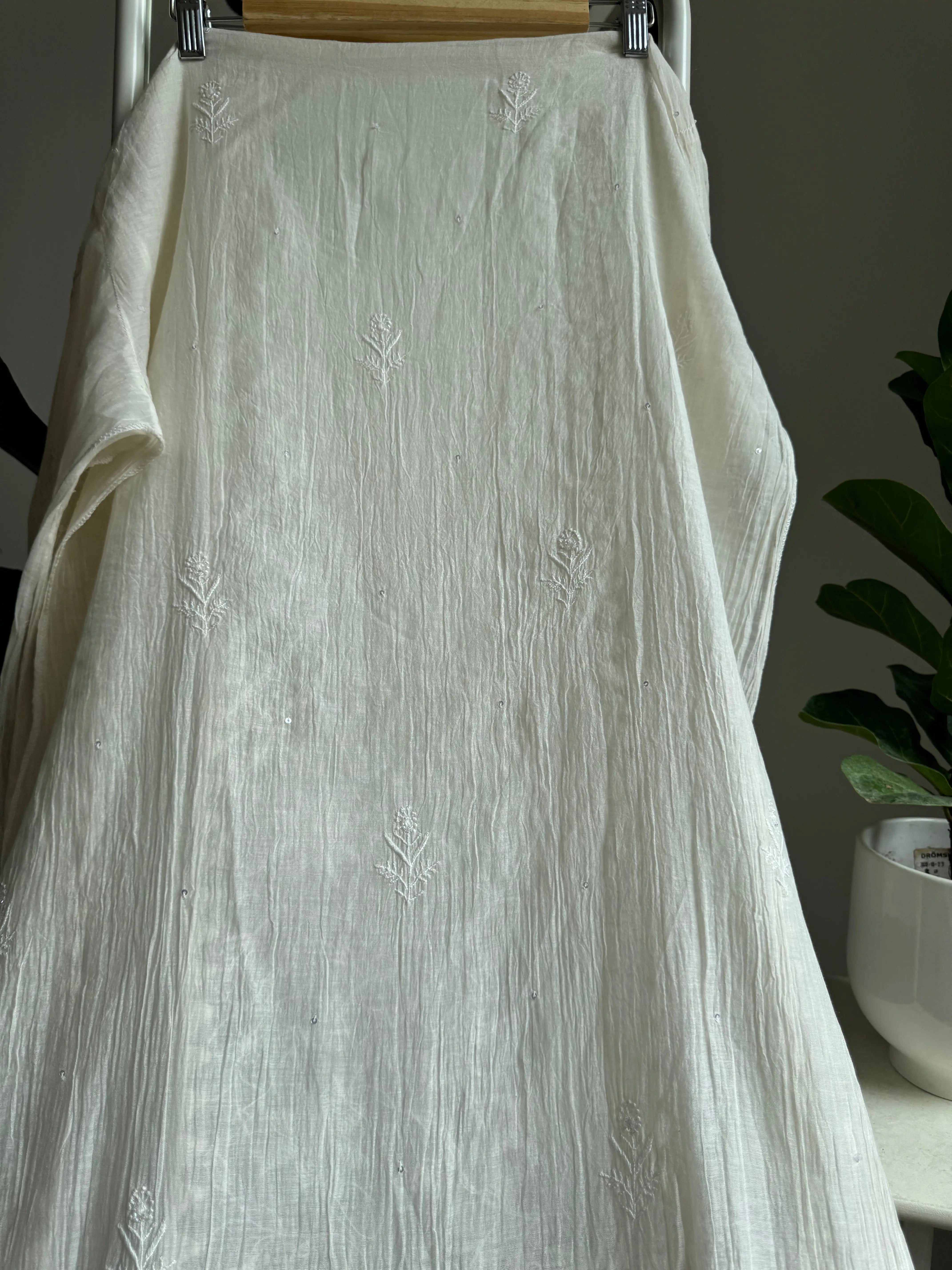Mul Chanderi Tunic - White ARIAA CHIKANKARI