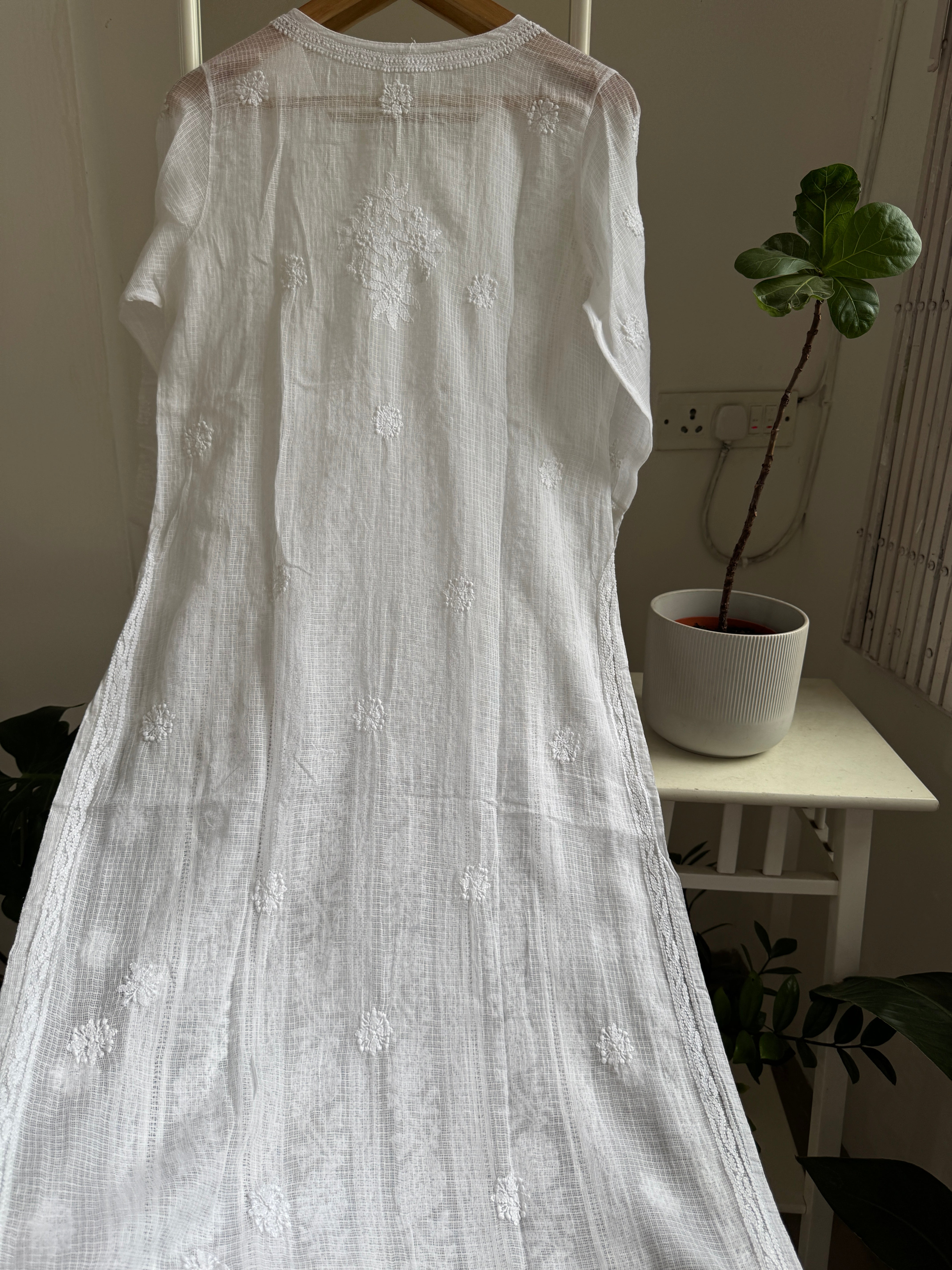 Kota Soft Cotton Chikankari Kurti - White - CHAND Collection ARIAA CHIKANKARI