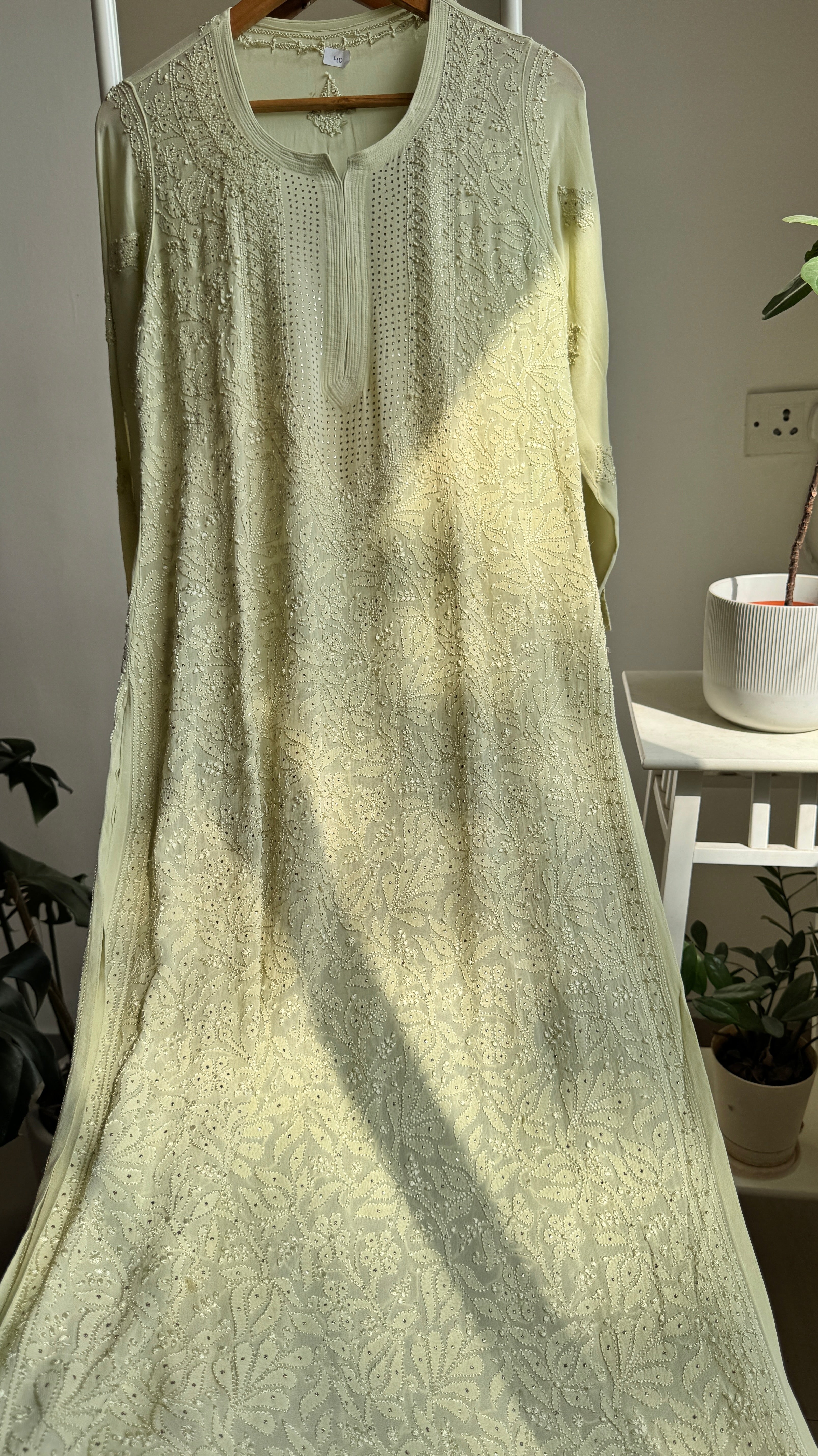 Viscose Kurti with Mukaish Work - Light Green