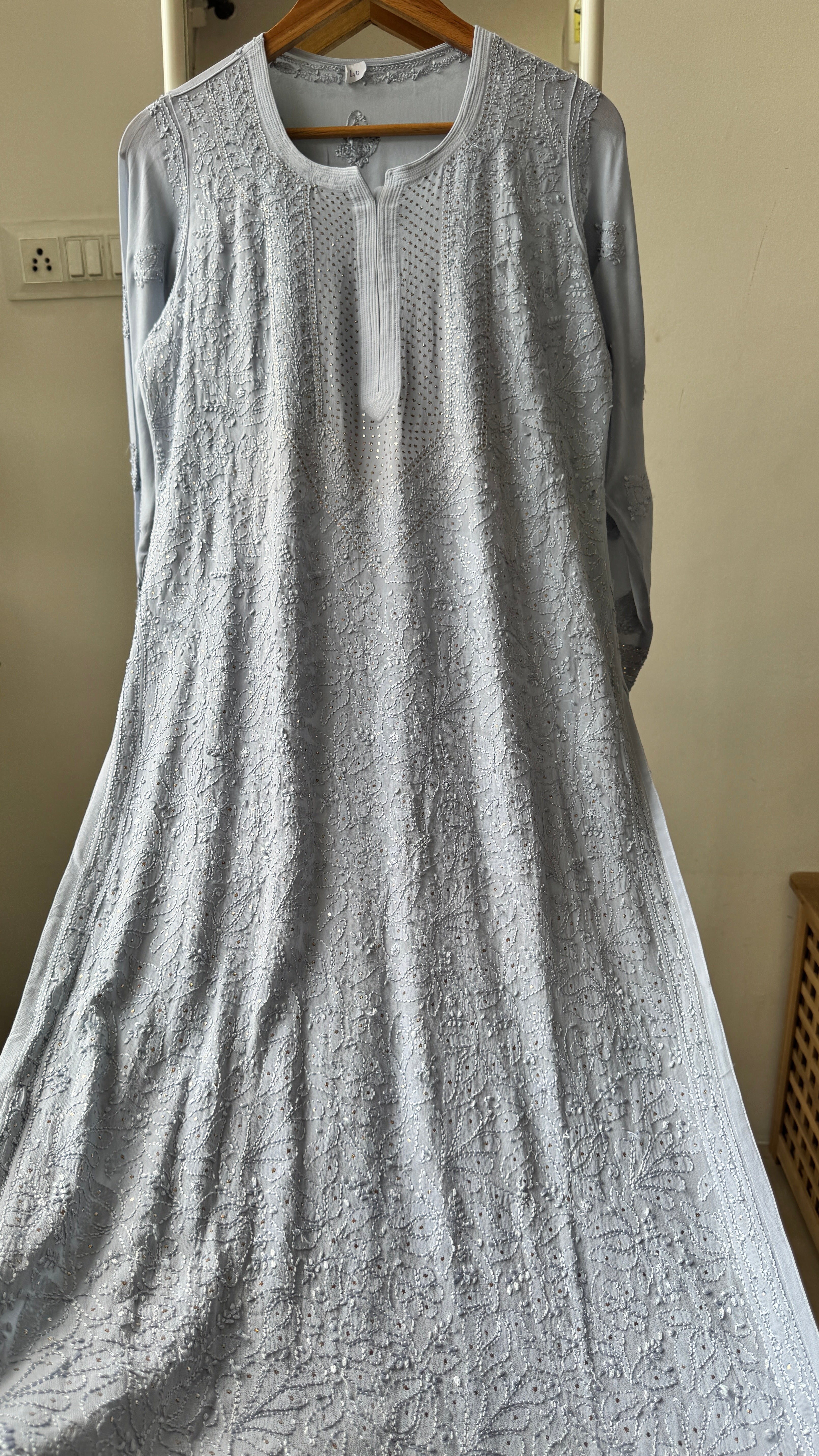 Viscose Kurti with Mukaish Work - Grey