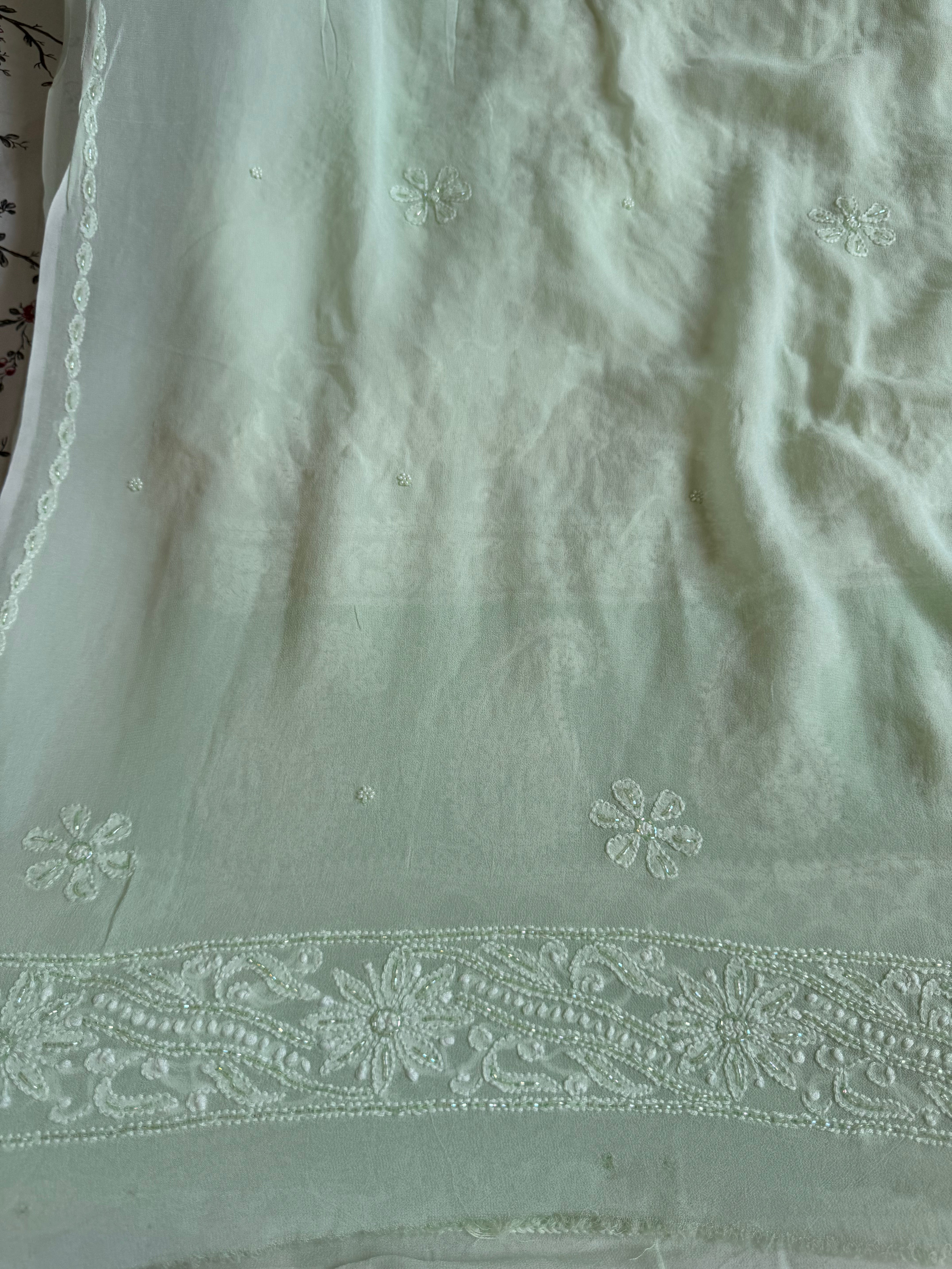 Viscose Length with Dupatta - Green ARIAA CHIKANKARI