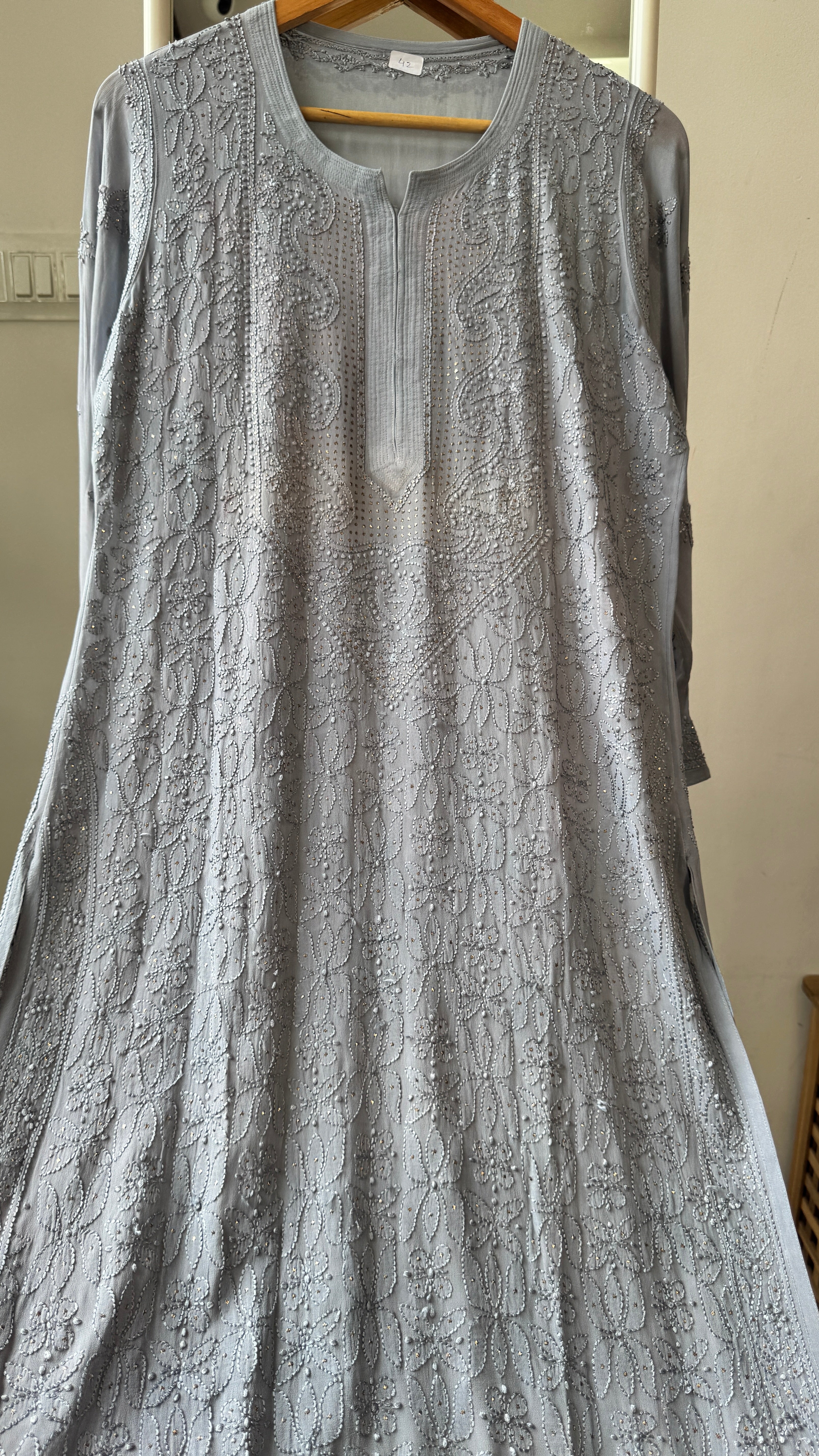 Viscose Kurti with Mukaish Work - Grey