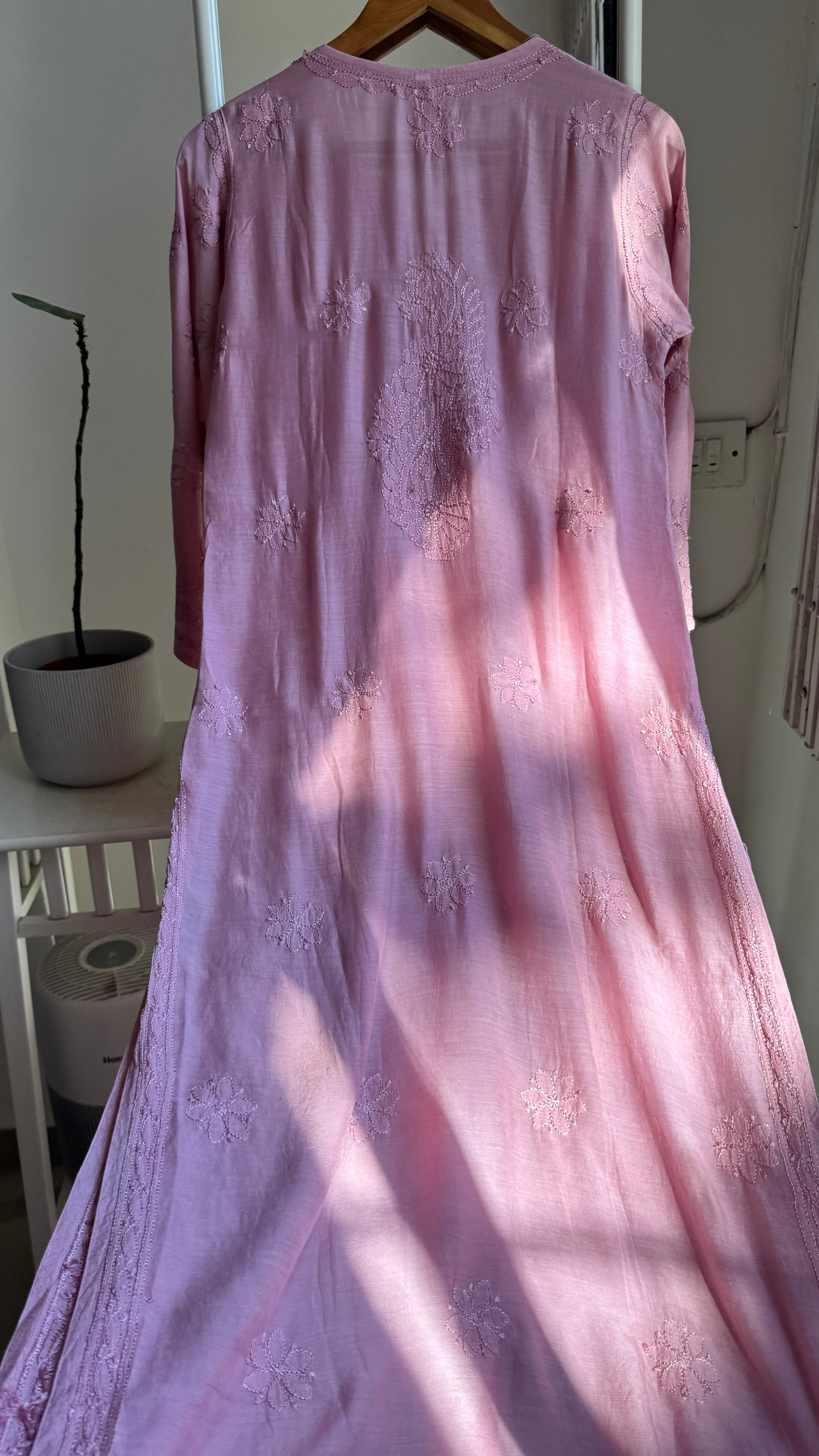 Muslin Chikankari Kurti - Onion Pink - BERRY Collection