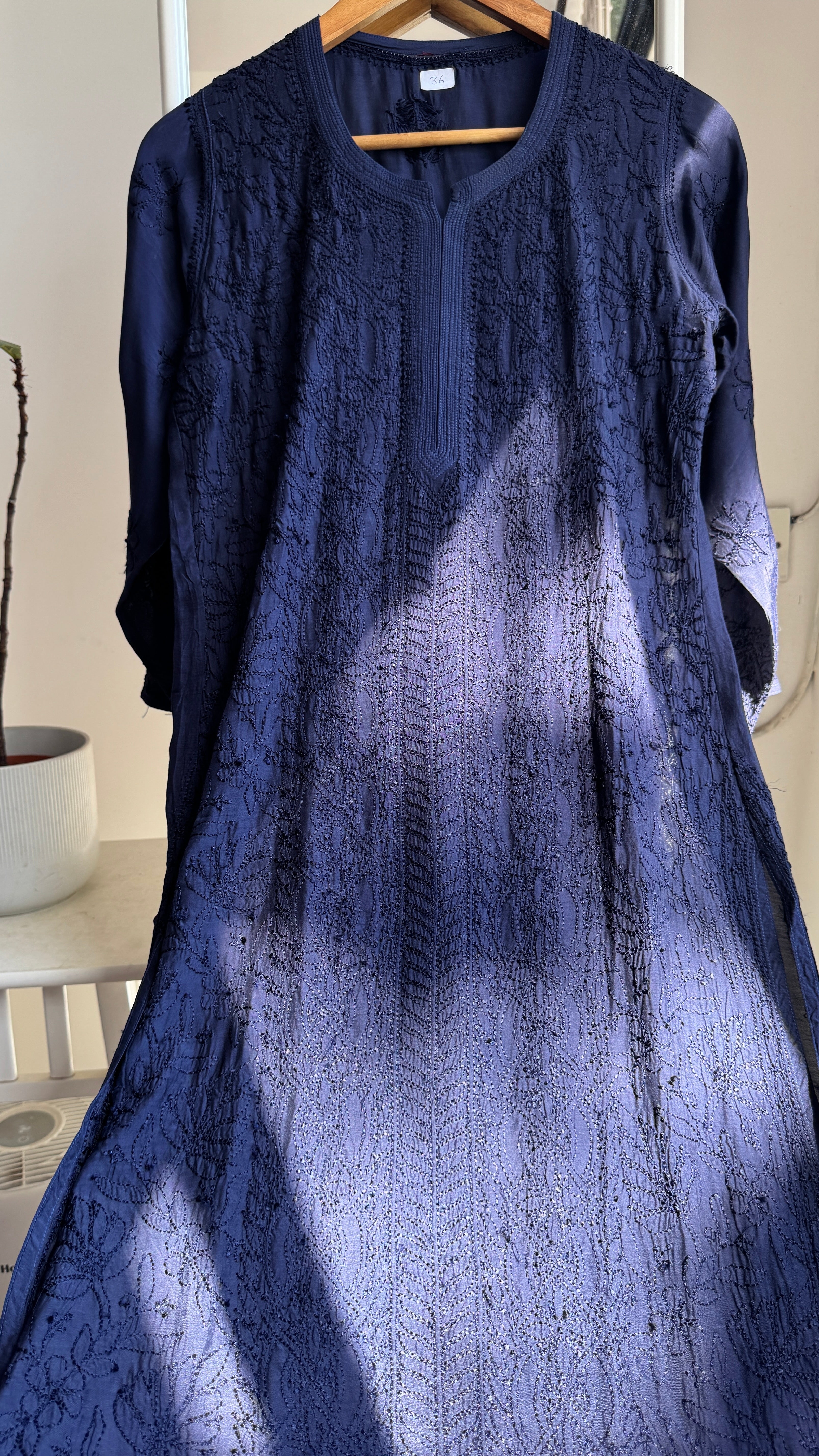 Muslin Chikankari Kurti - Midnight Blue - BERRY Collection