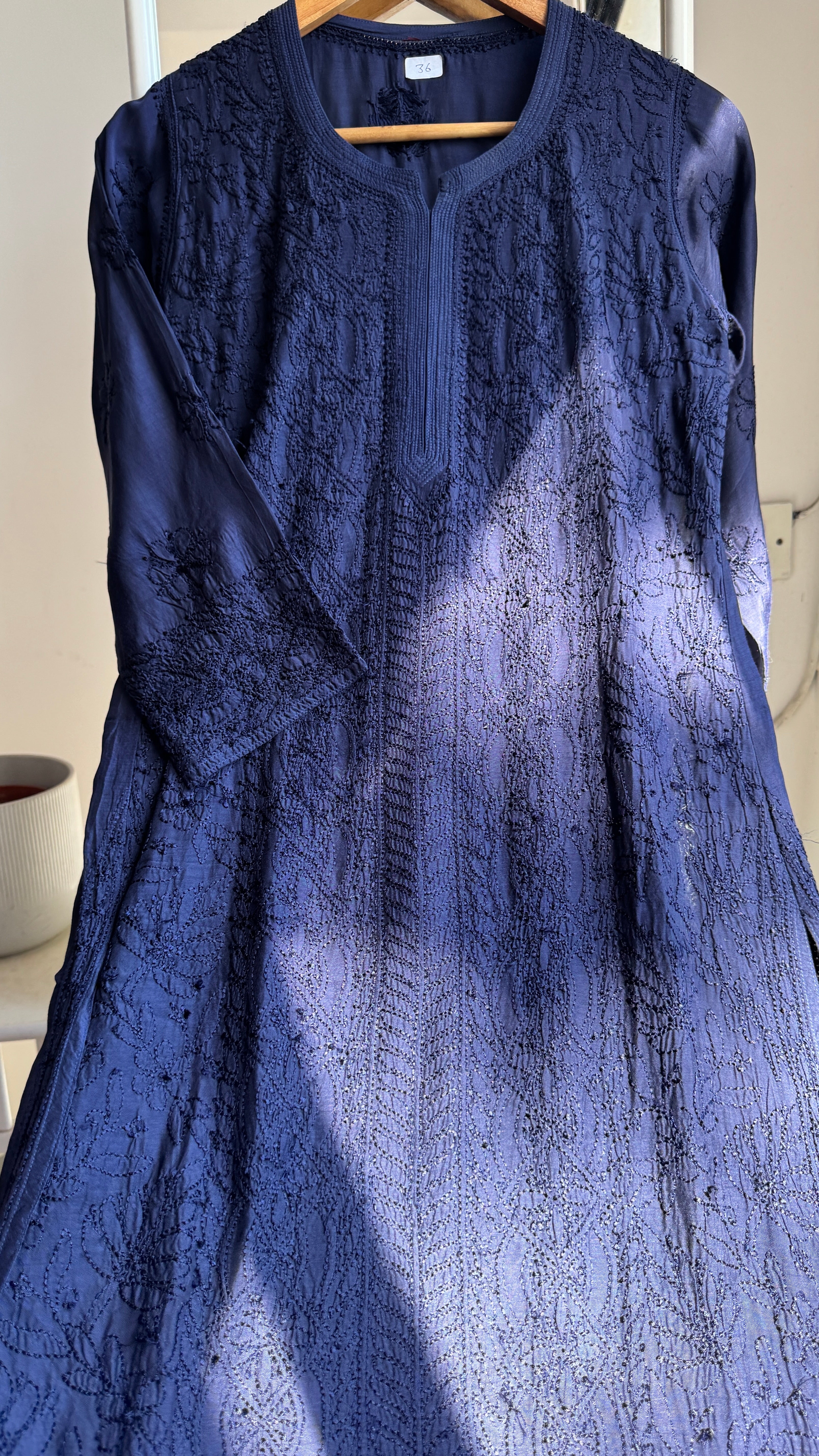 Muslin Chikankari Kurti - Midnight Blue - BERRY Collection