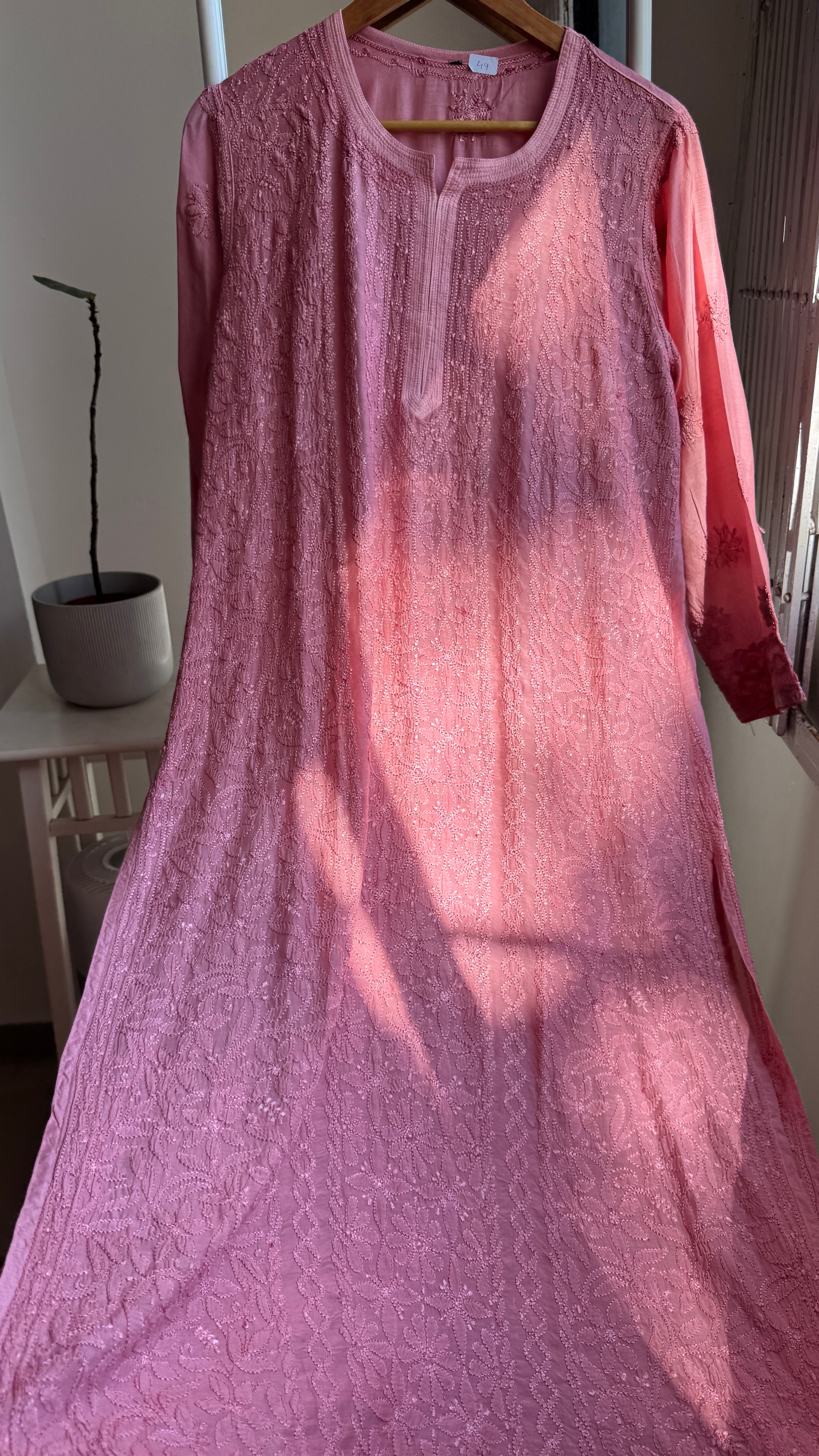 Muslin Chikankari Kurti - Rosewood - BERRY Collection