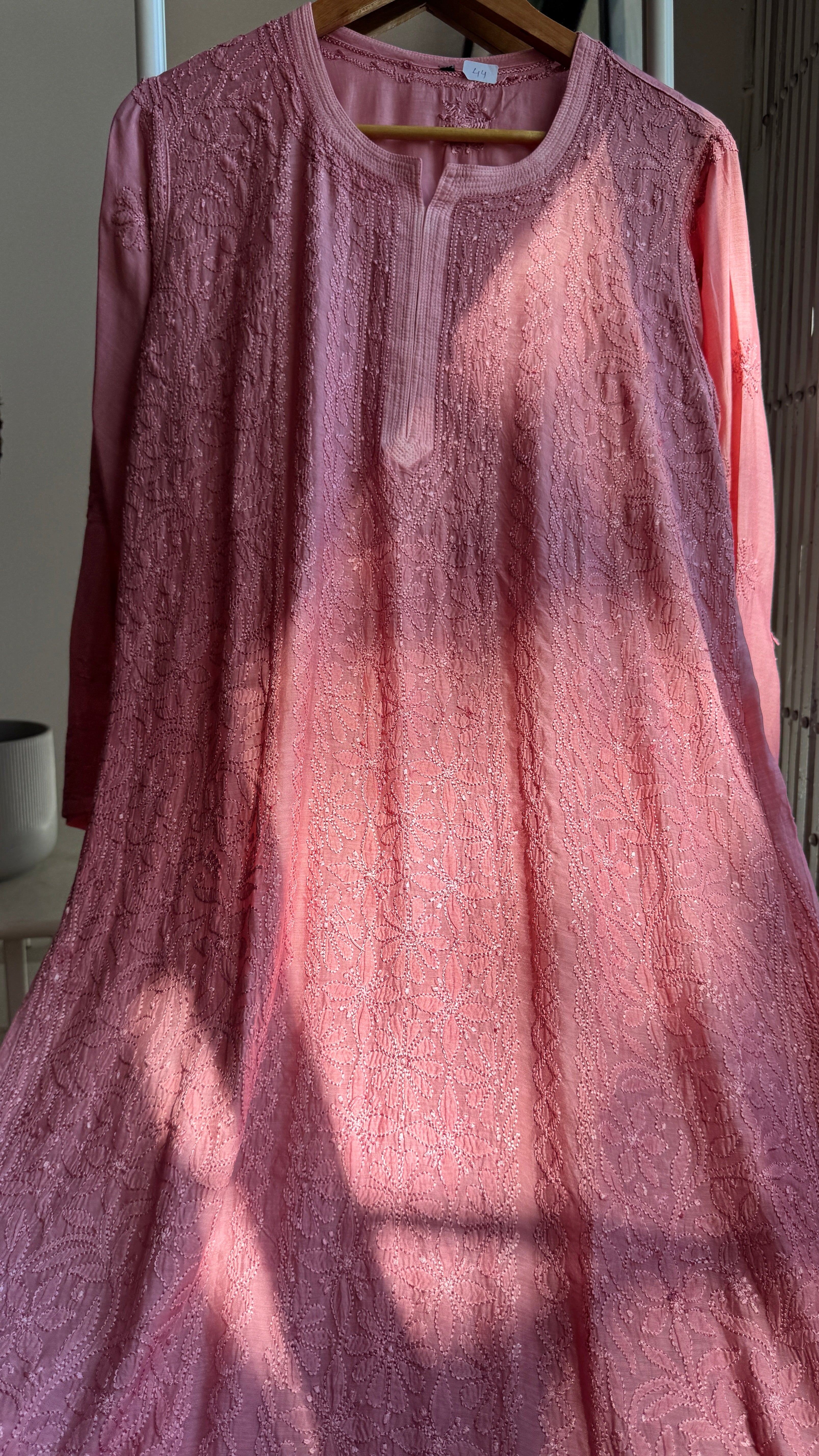 Muslin Chikankari Kurti - Rosewood - BERRY Collection