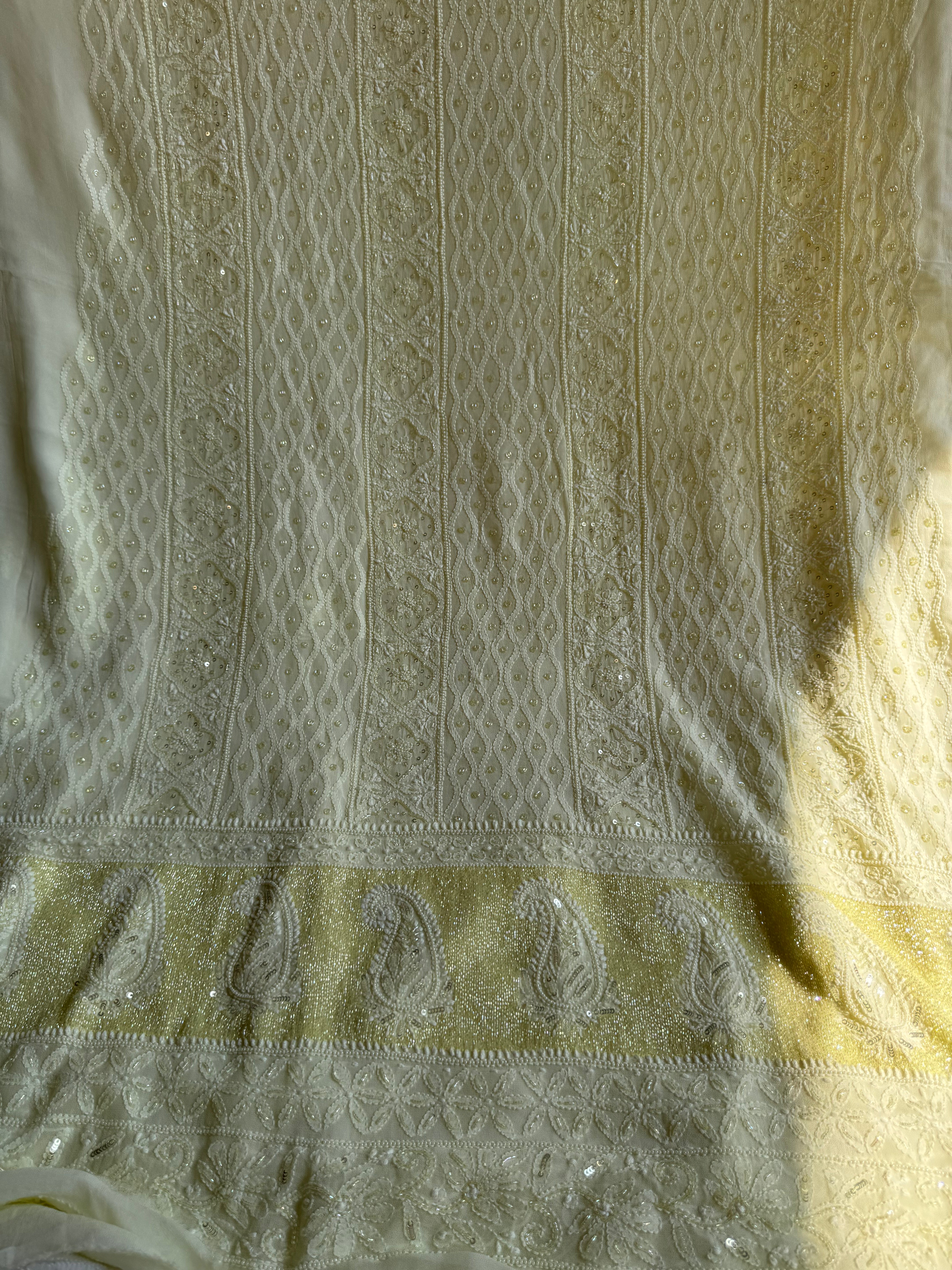 Viscose Length with Dupatta - Lemon Yellow ARIAA CHIKANKARI