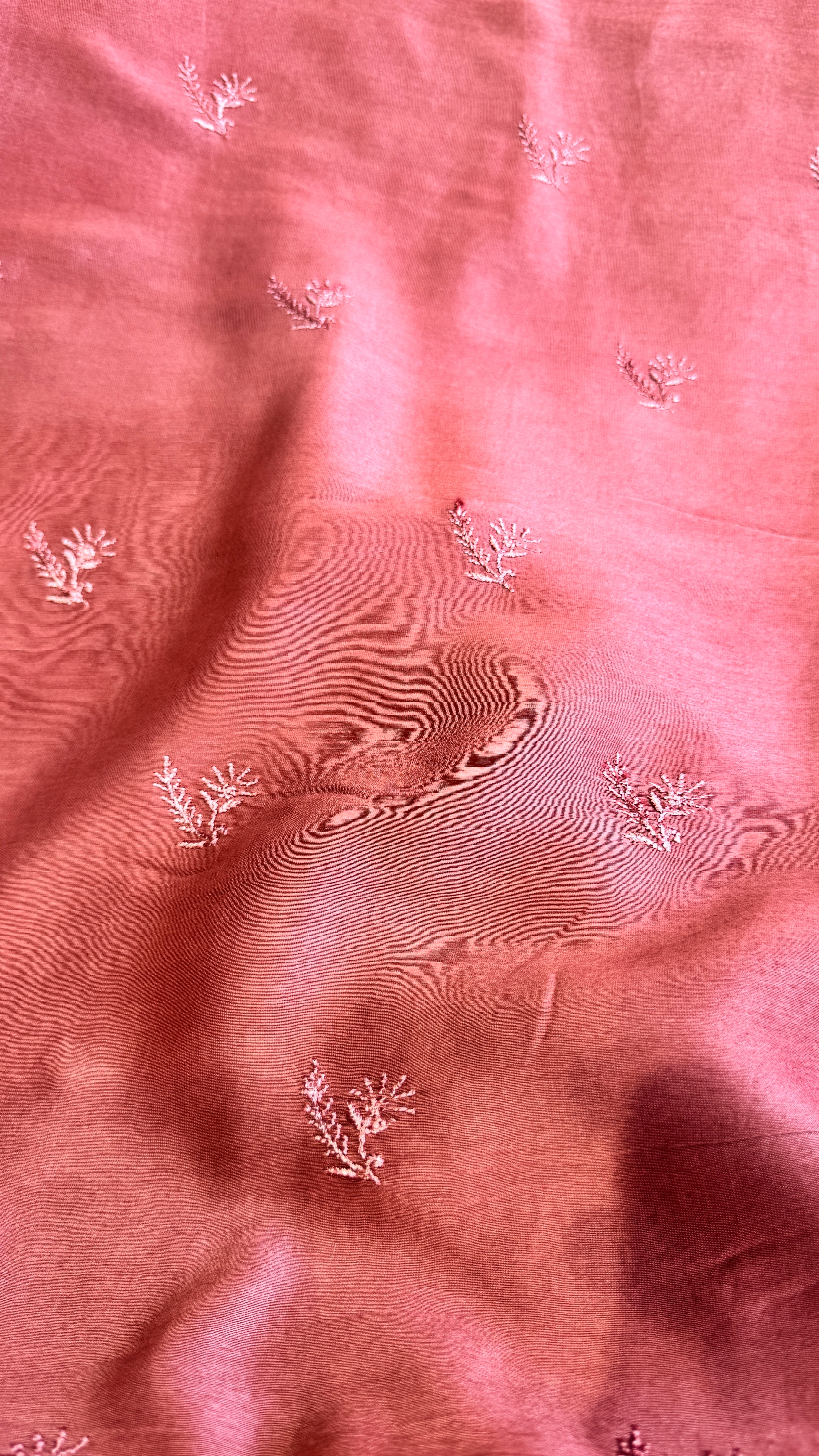 Chanderi Chikankari Kurta Length - Mens- Rosewood