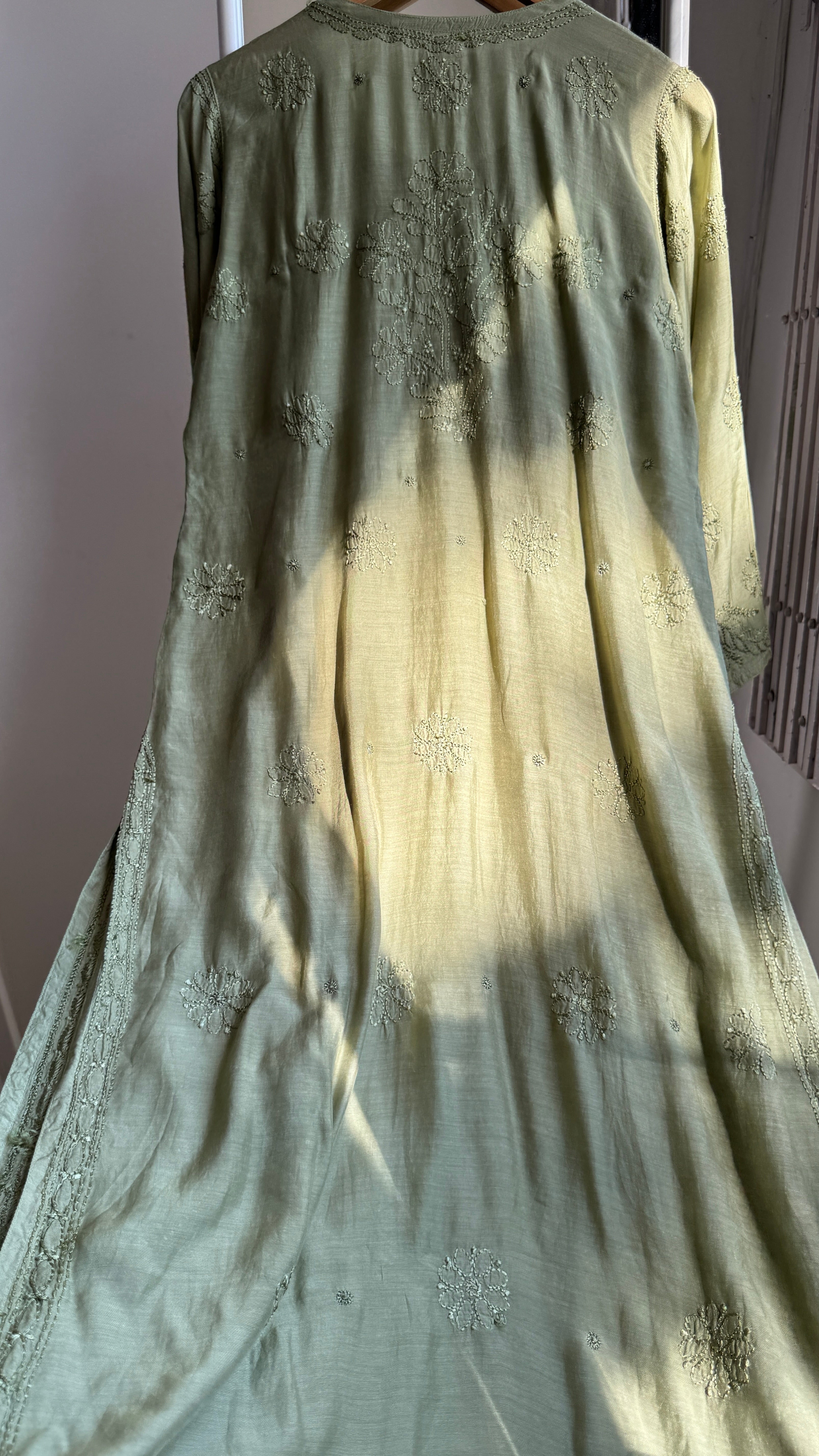 Muslin Chikankari Kurti - Green - BERRY Collection